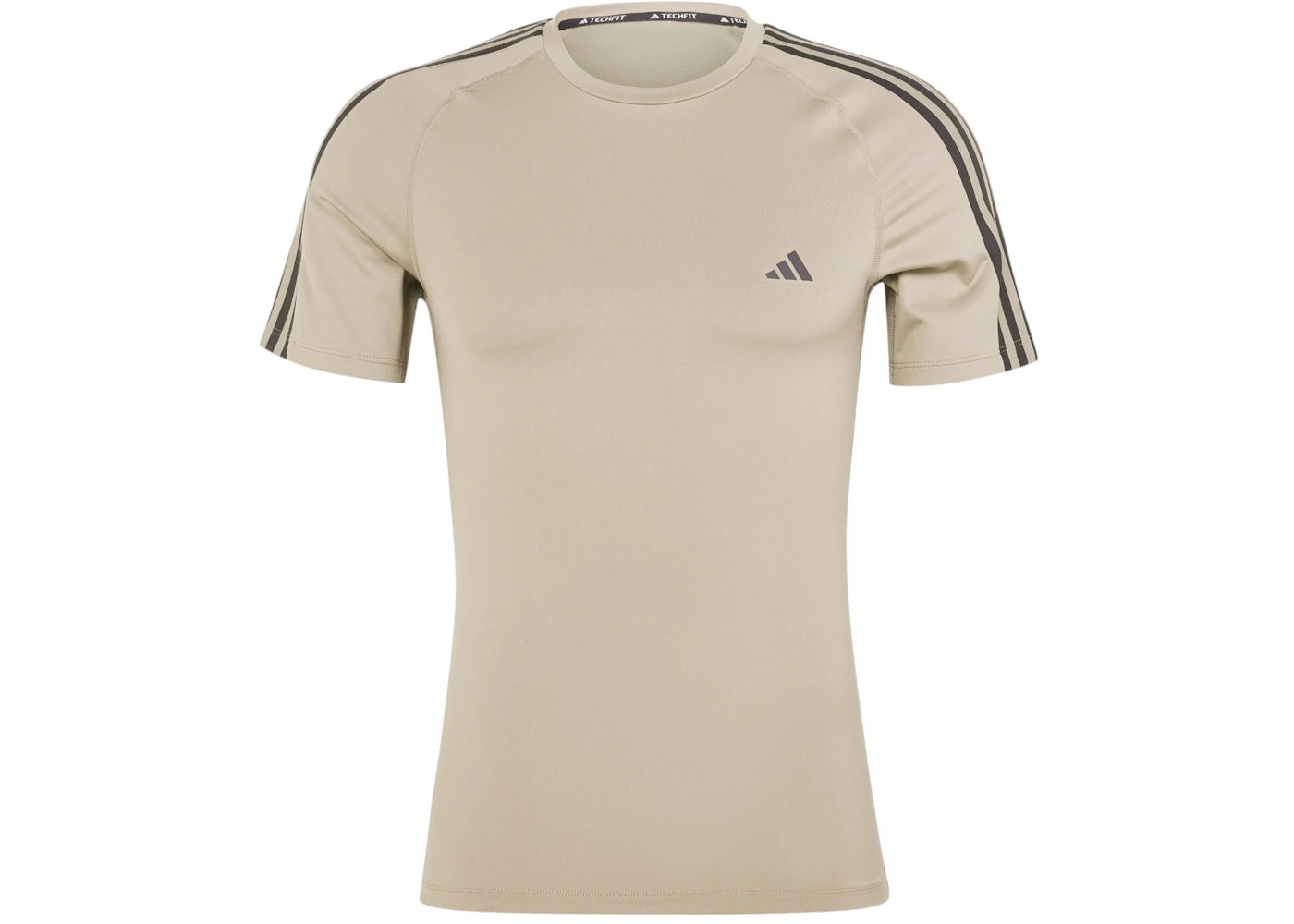 adidas Techfit 3-Stripes T-Shirt Silver Pebble