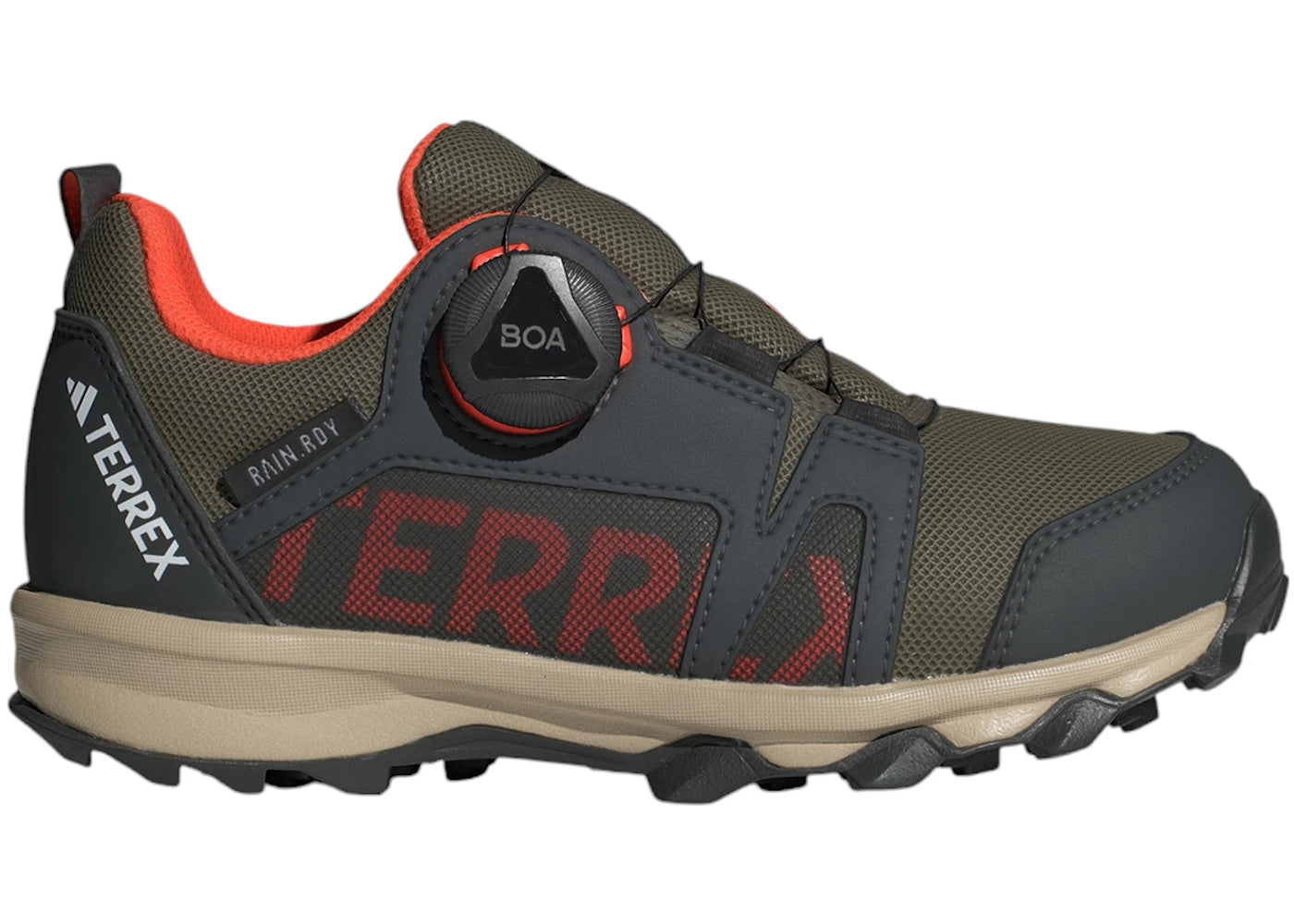 adidas Terrex Agravic BOA Rain.RDY Trail Olive Strata Semi Impact Orange Wonder Beige (GS)