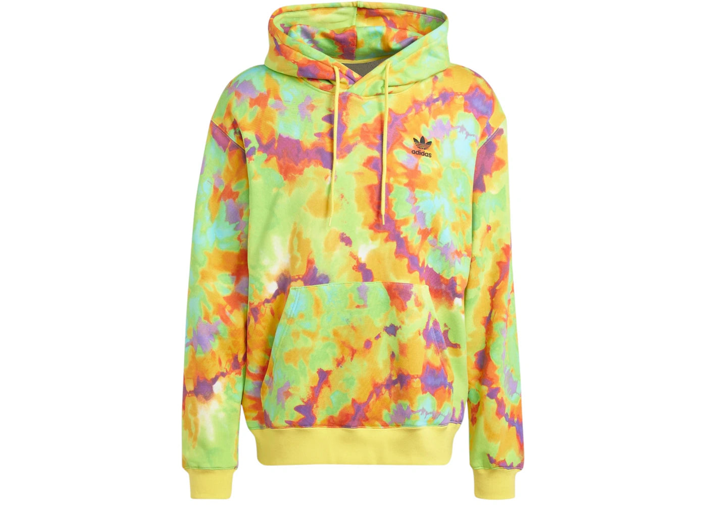 adidas Tie-Dyed Allover Print Hooded Sweatshirt Impact Yellow