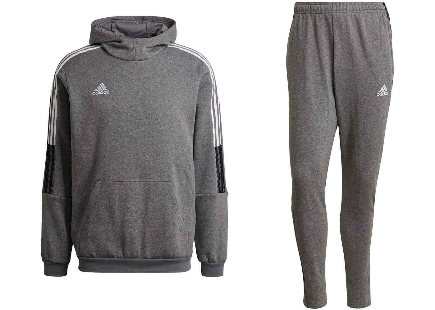 adidas Tiro 21 Sweat Hoodie & Sweatpant Set Grey Melange