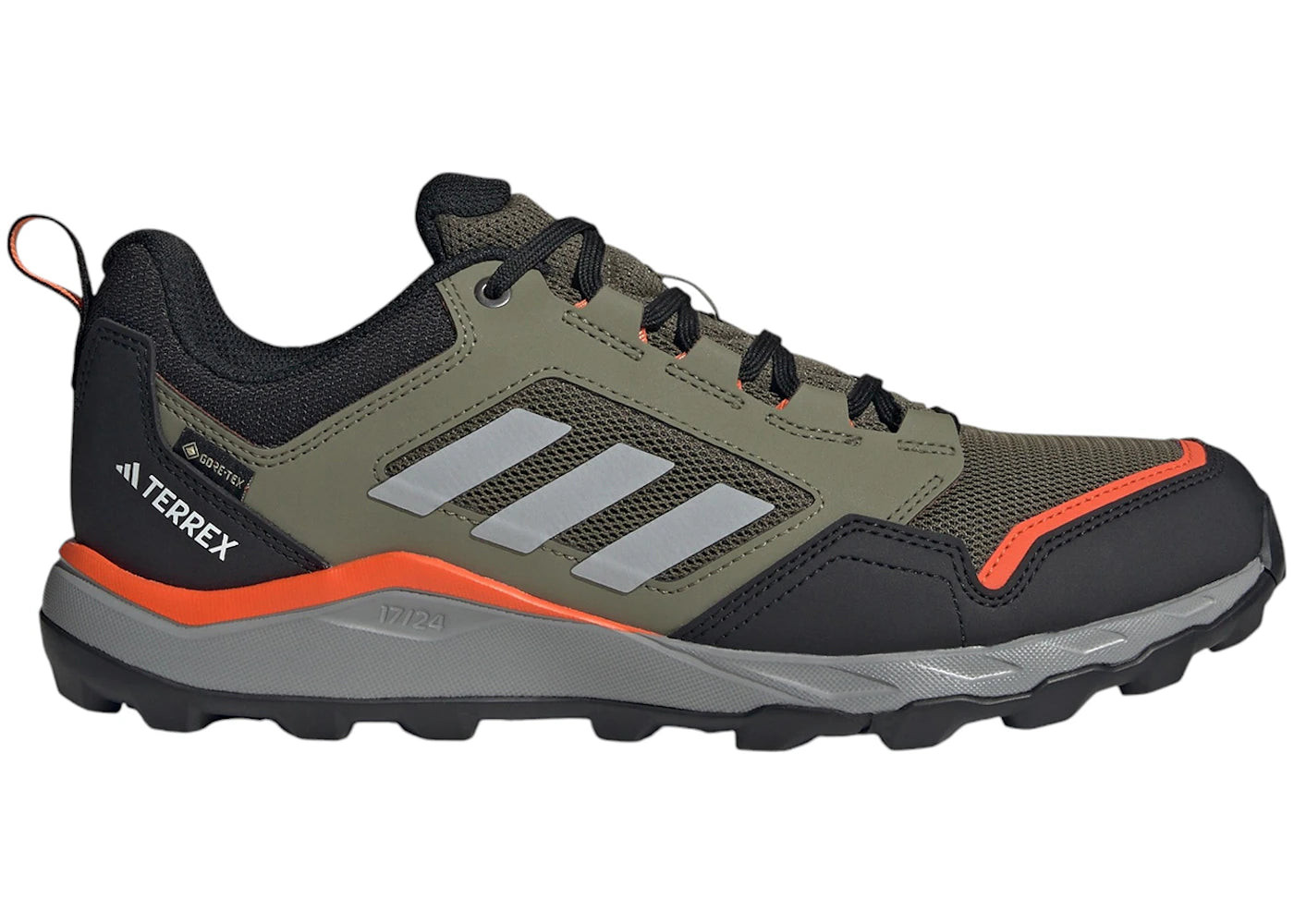 adidas Tracerocker 2.0 Gore-Tex Trail Olive Strata Charcoal Solid Grey Semi Impact Orange