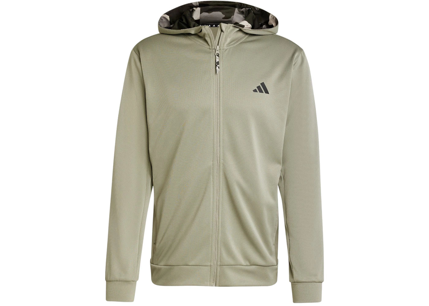adidas Train Essentials Camo Full-Zip Hoodie Silver Pebble