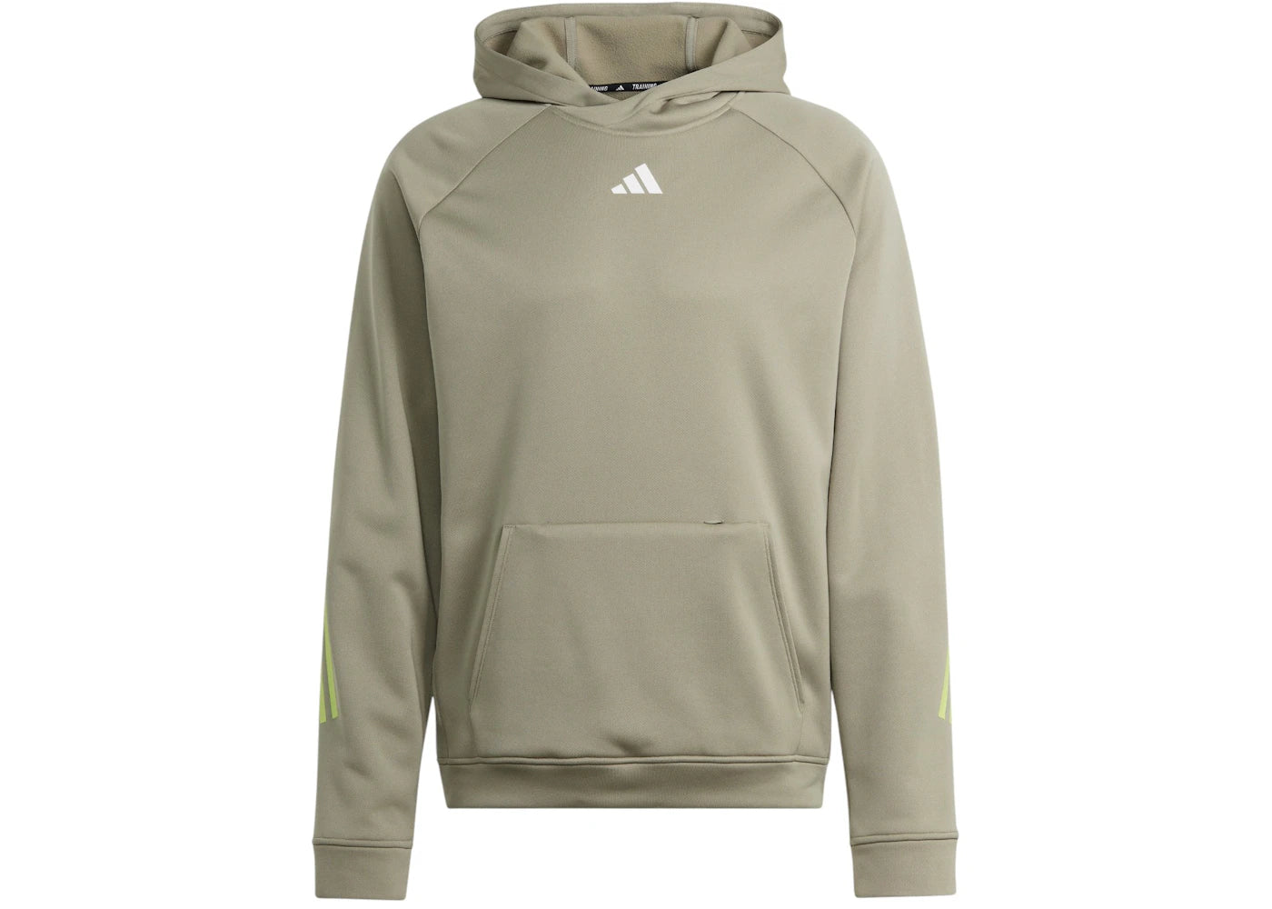 adidas Train Icons 3-Stripes Hoodie Silver Pebble/Pulse Lime/White