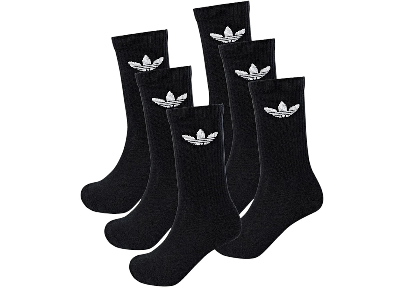 adidas Trefoil Crew Cushioned Socks (6 Pack) Black