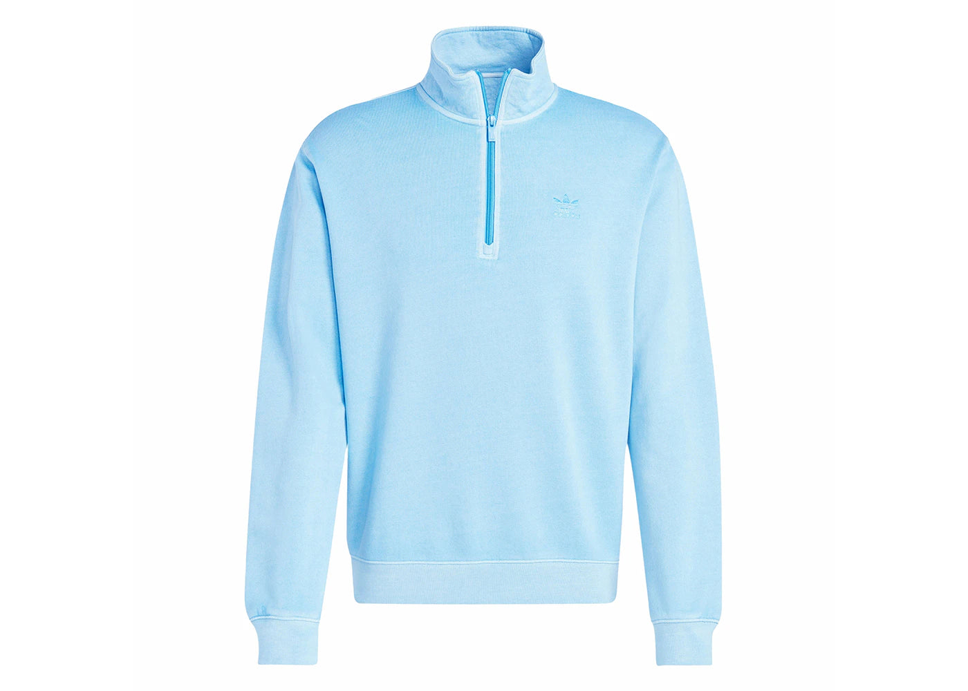 adidas Trefoil Essentials Dye Half Zip Crew Sweatshirt Semi Blue Burst