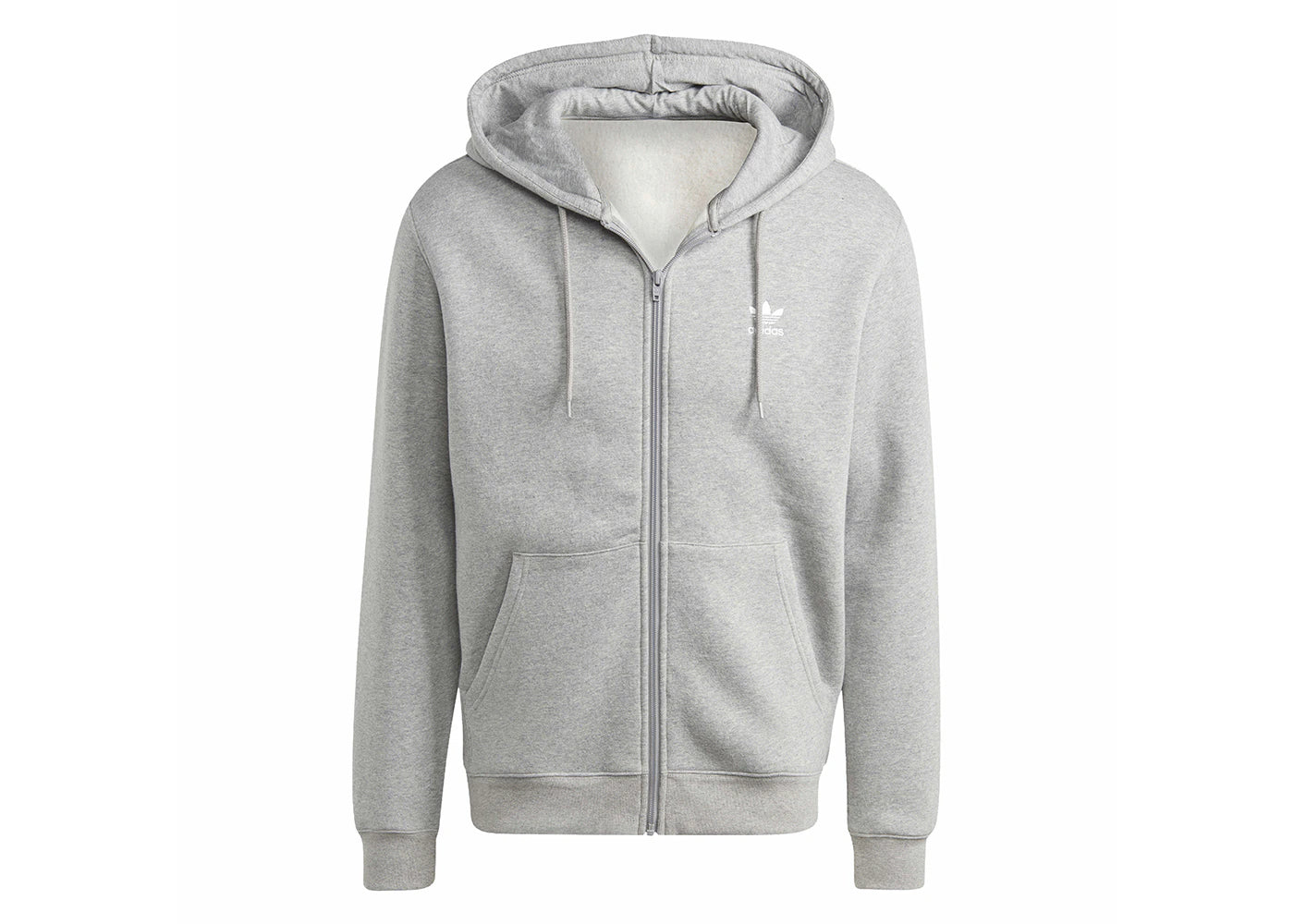 adidas Trefoil Essentials Full-Zip Hoodie Medium Grey Heather