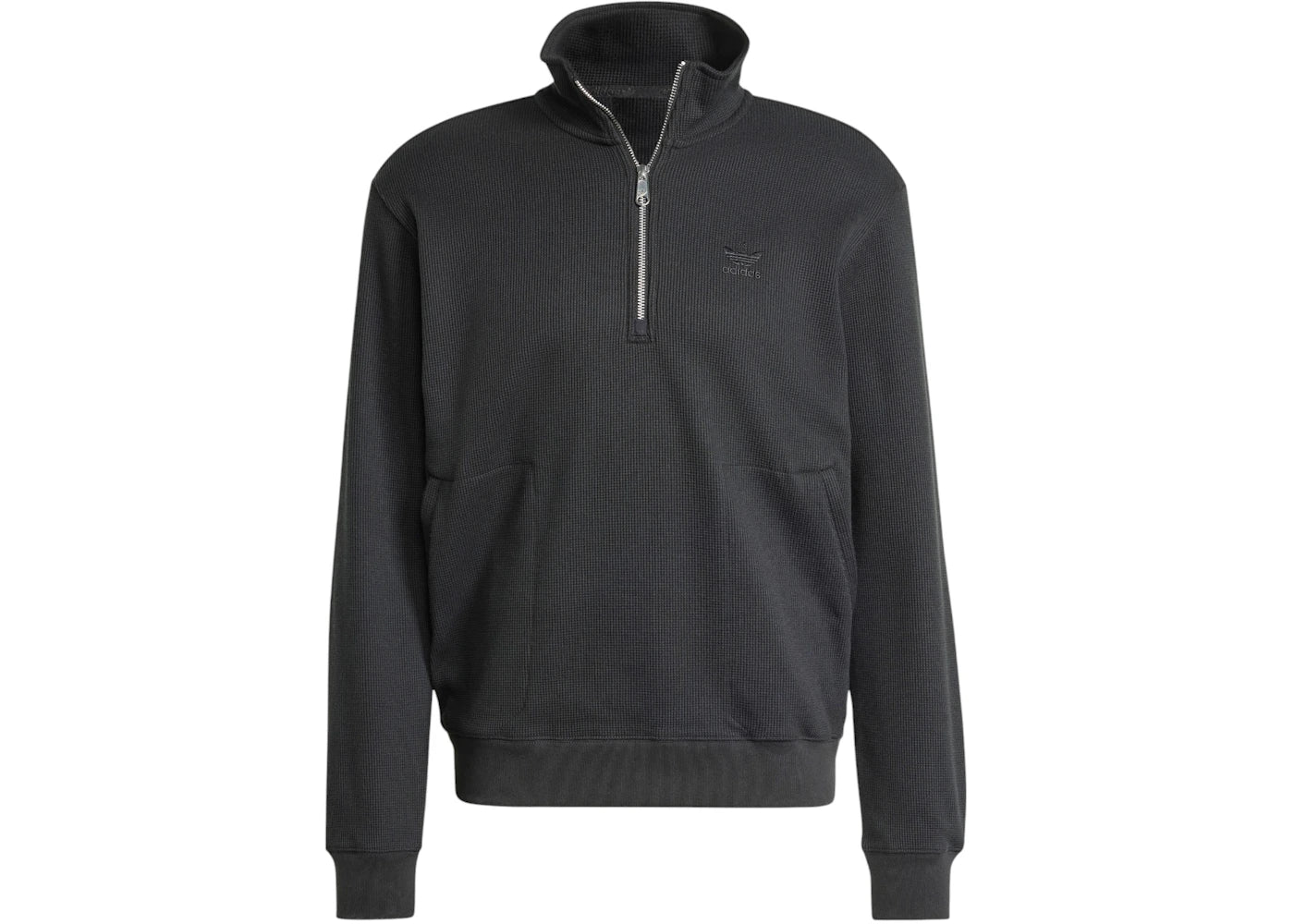 adidas Trefoil Essentials Waffle 1/Zip Sweatshirt Black