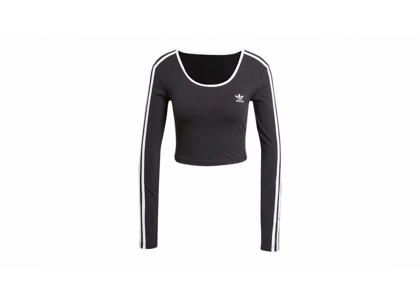 adidas Women's Adicolor 3-Stripes Long Sleeve Crop Long-Sleeve Top Black