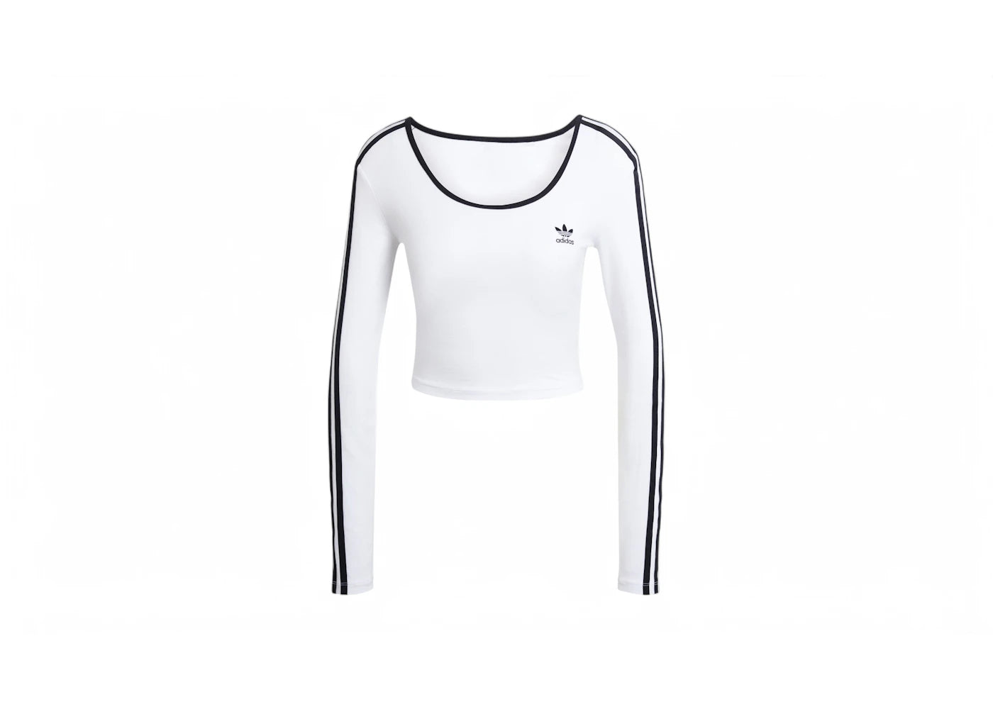 adidas Women's Adicolor 3-Stripes Long Sleeve Crop Long-Sleeve Top White