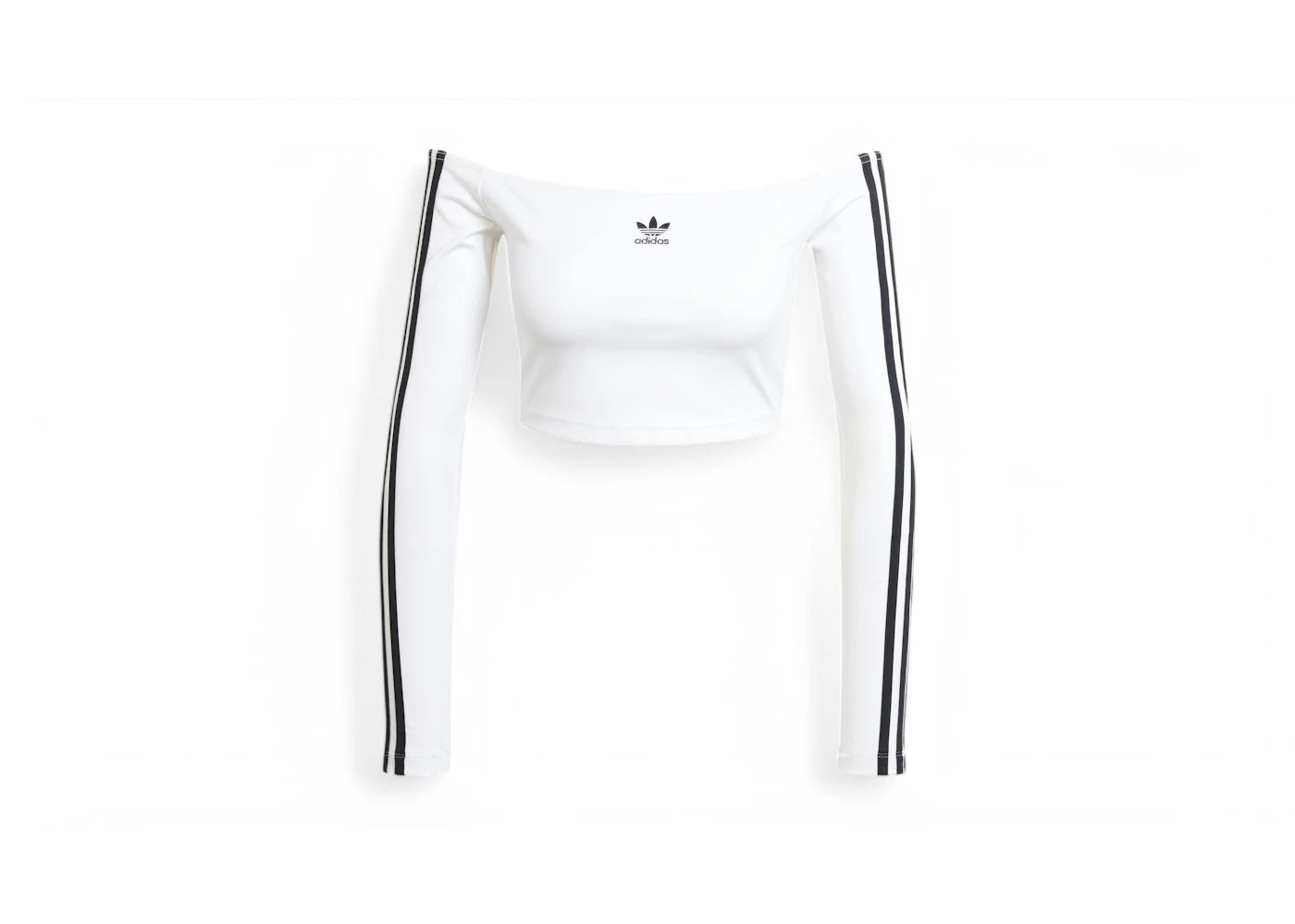adidas Women's Adicolor Off Shoulder Long Sleeve Long-Sleeve Top White