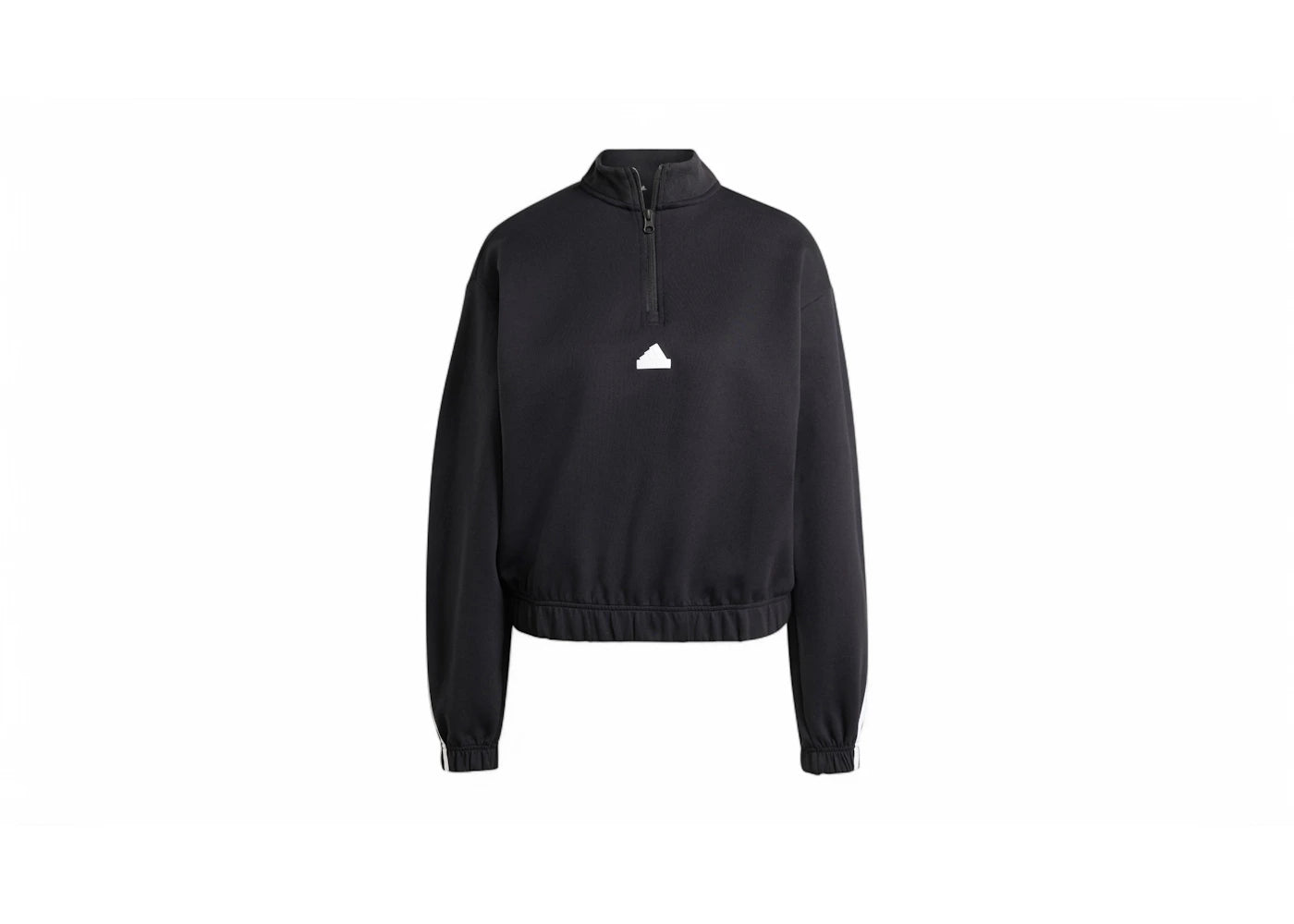 adidas Women's Future Icons Stripes 1/4 Zip Top Black