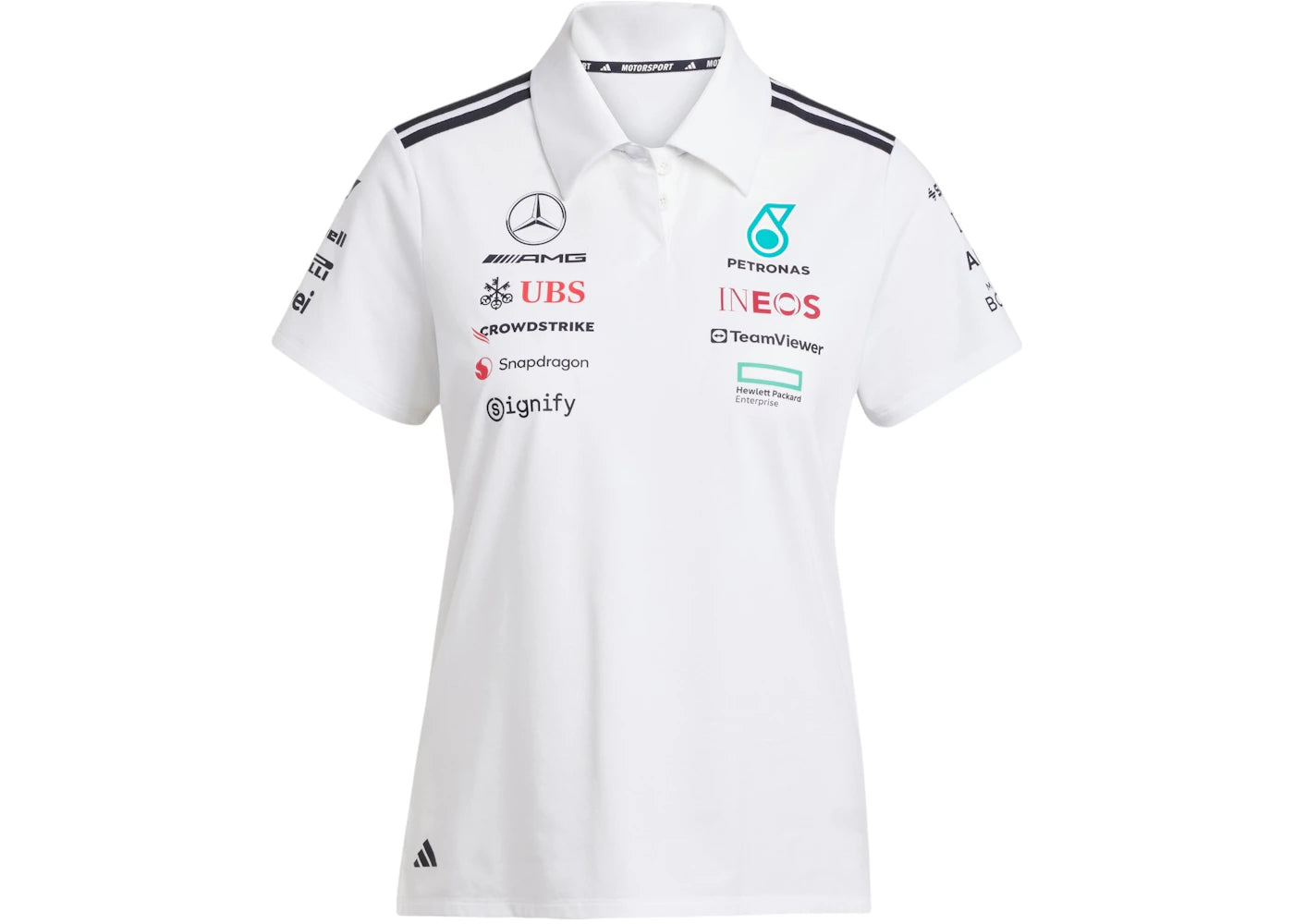 adidas Women's Mercedes AMG Petronas Formula Team Polo White Melange/Black