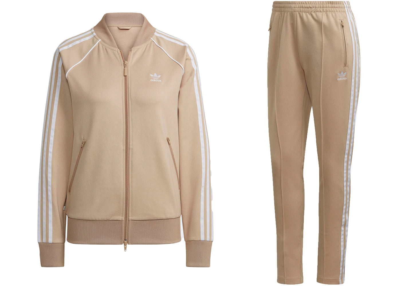 adidas Women's Primeblue SST Track Jacket & Pant Set Magic Beige