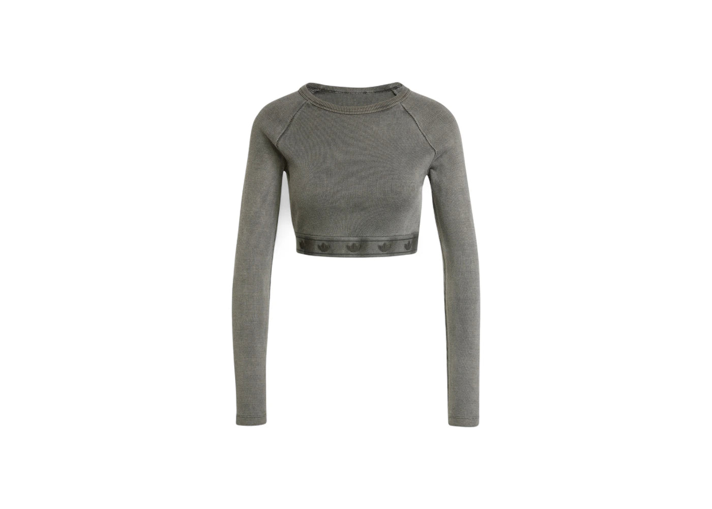 adidas Women's Ribbed Long Sleeve Crop Top Black