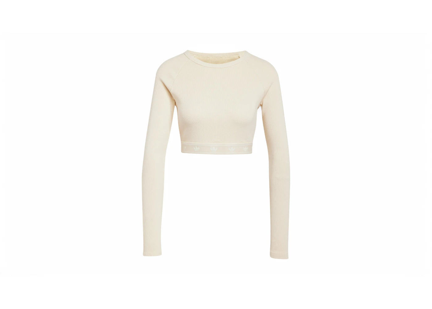 adidas Women's Ribbed Long Sleeve Crop Top Cream White
