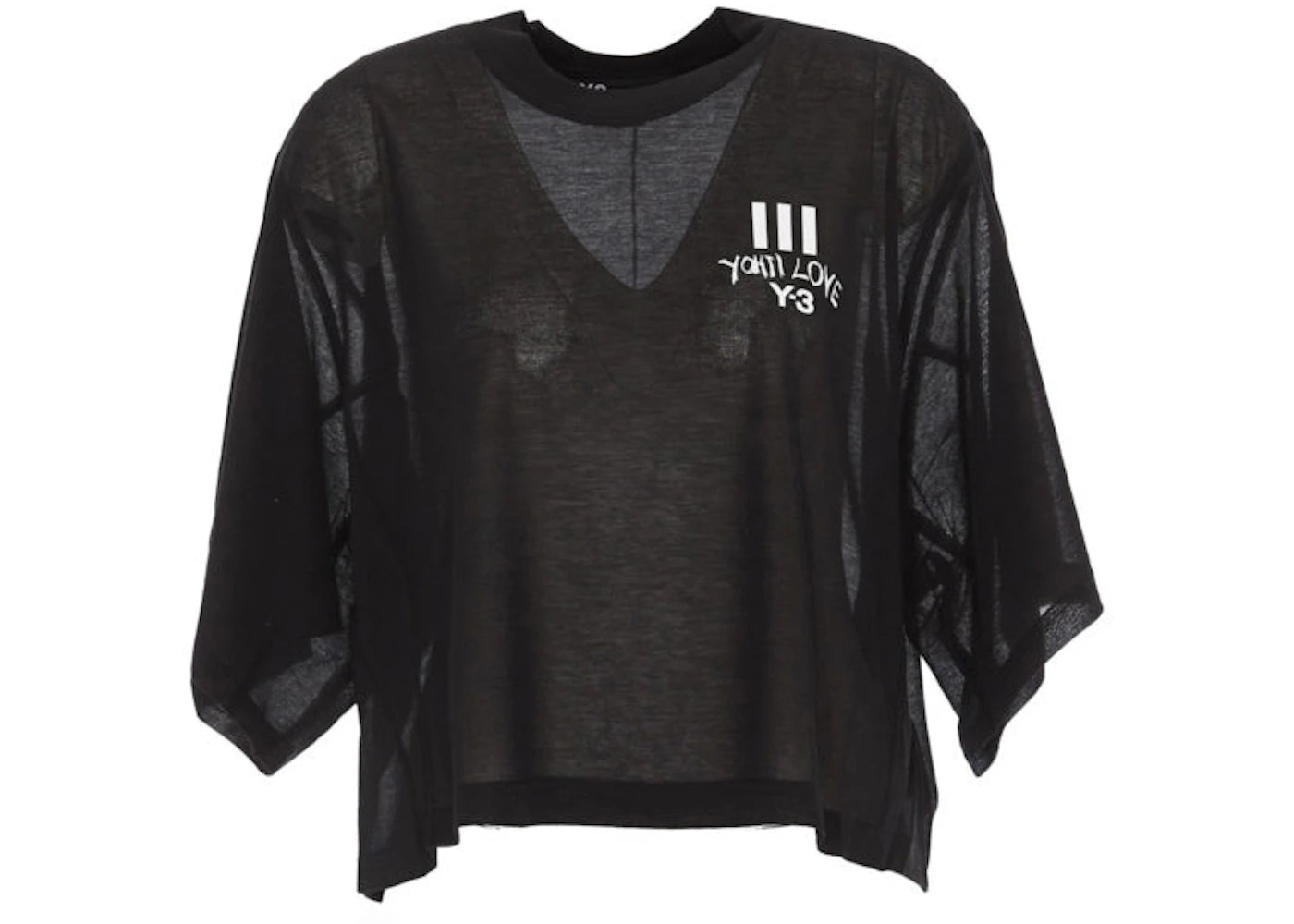 adidas Y-3 Women Yohji Love Sheer Short Sleeve Tee Black