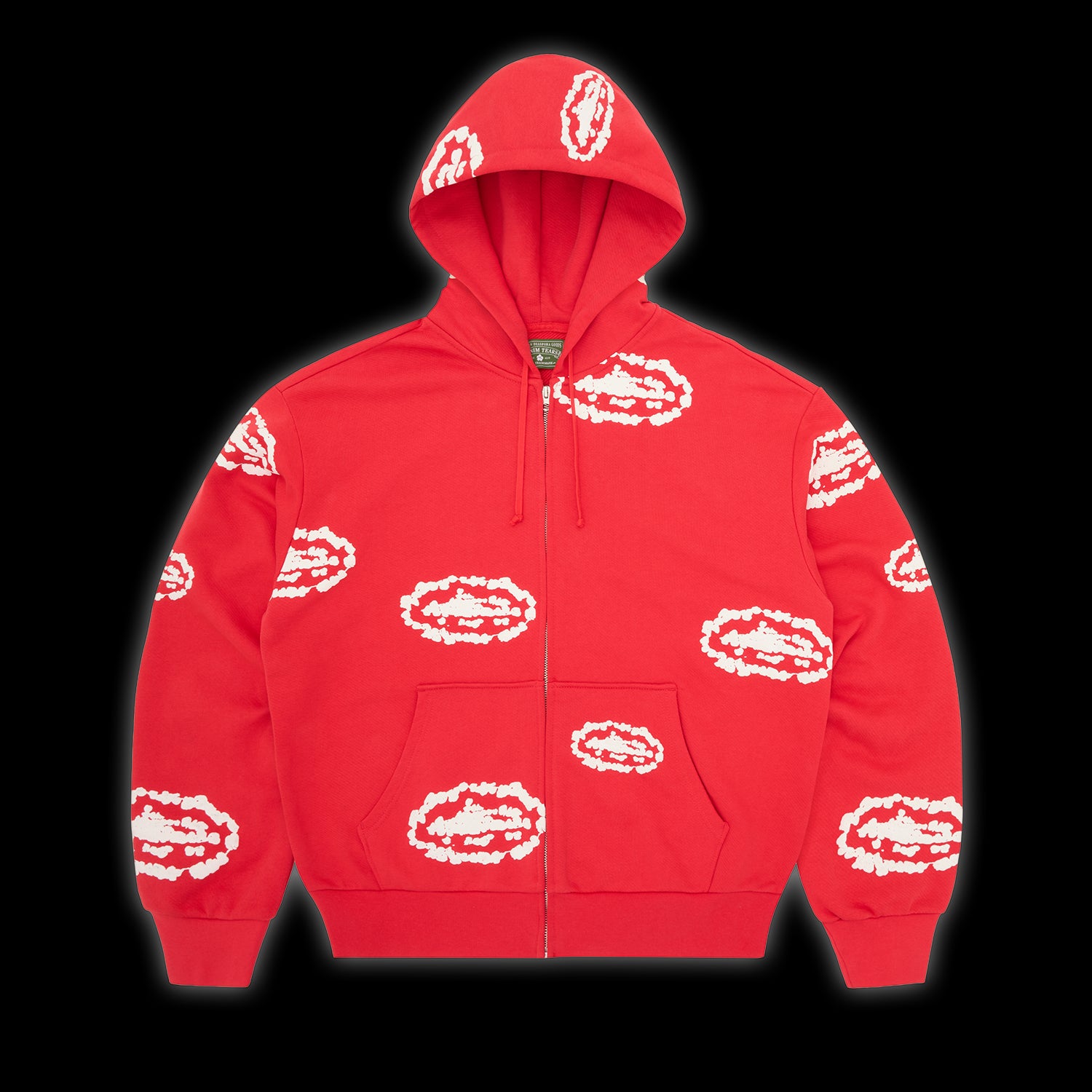 Corteiz x Denim Tears Island Wreath Zip Hoodie Red