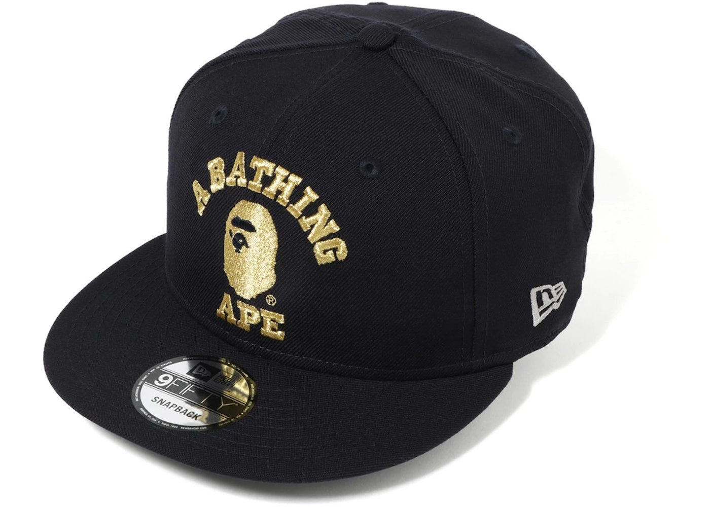 BAPE College New Era Snapback Cap Navy/Gold