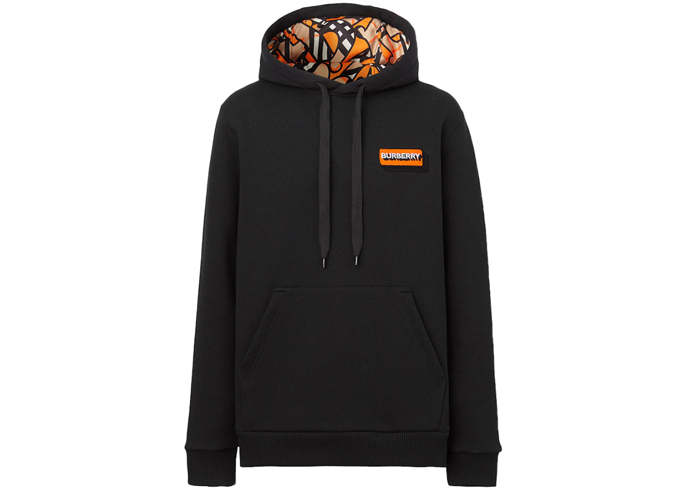 Burberry Logo Applique Cotton Hoodie Black/Orange