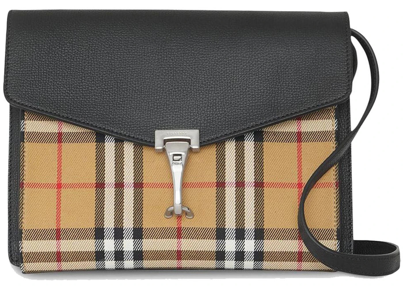 Burberry Small Vintage Check and Leather Crossbody Bag Black