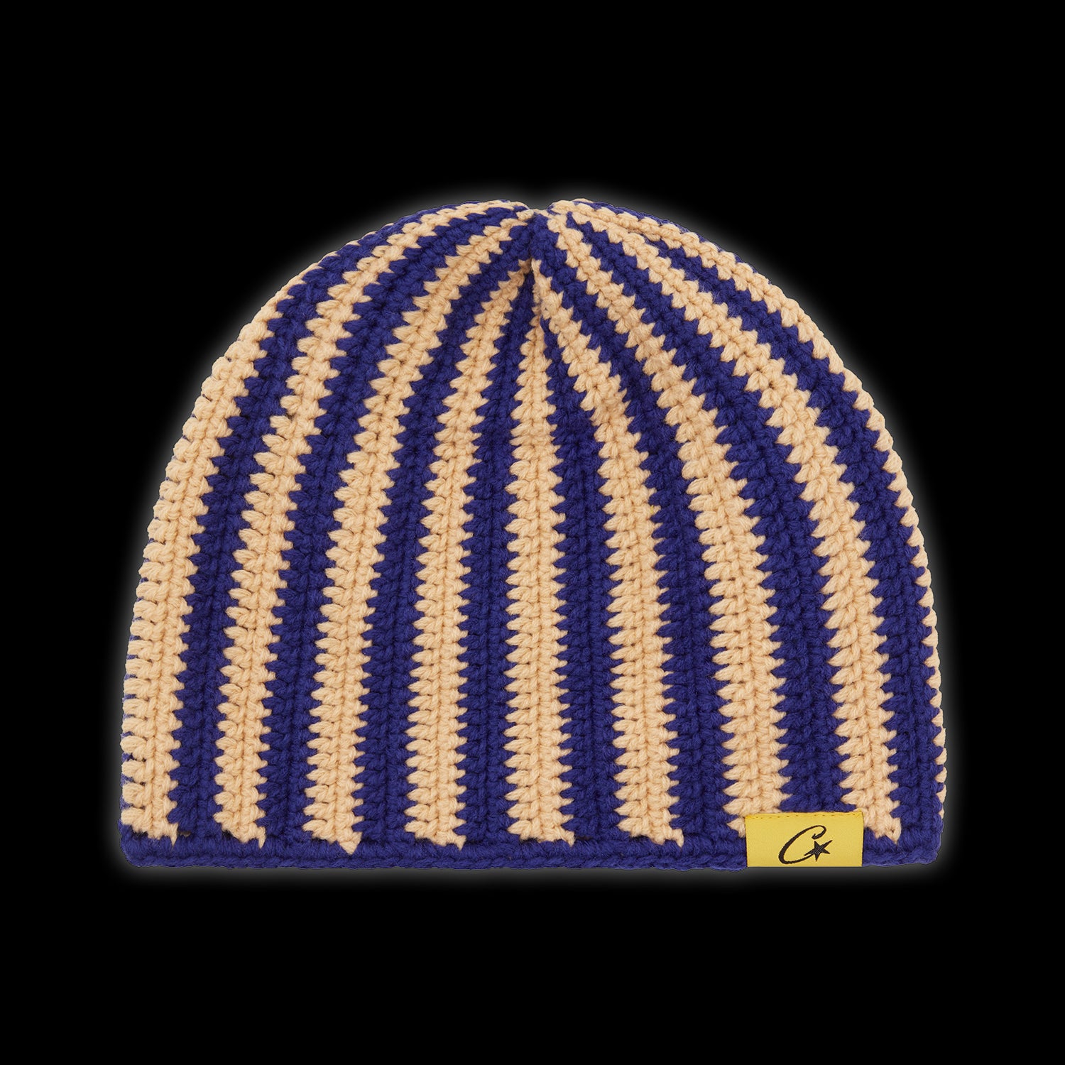 Corteiz Big Crochet Beanie Blue & Cream