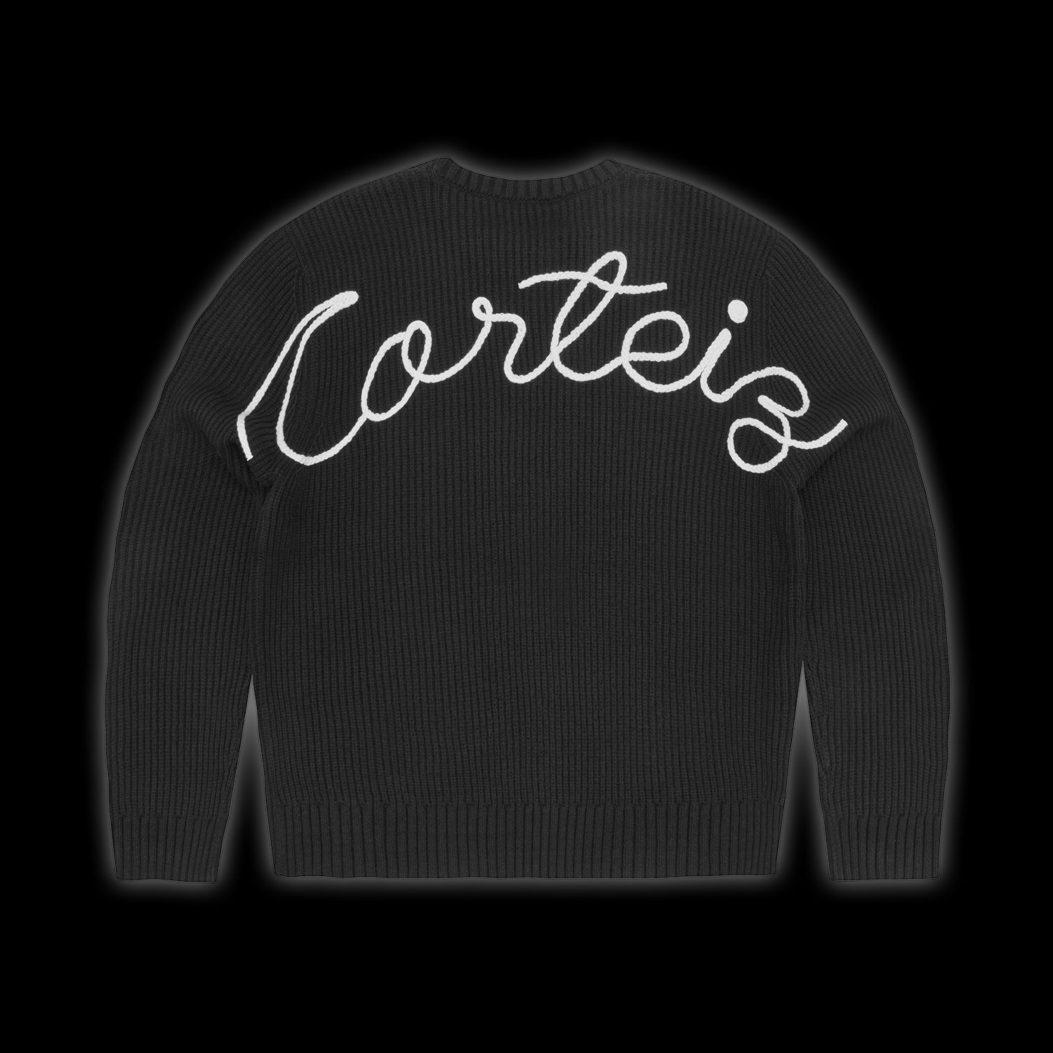 Corteiz Crochet Applique Knit Crew Black