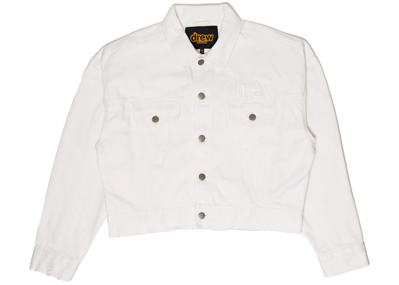 drew house cropped selvedge trucker jacket white