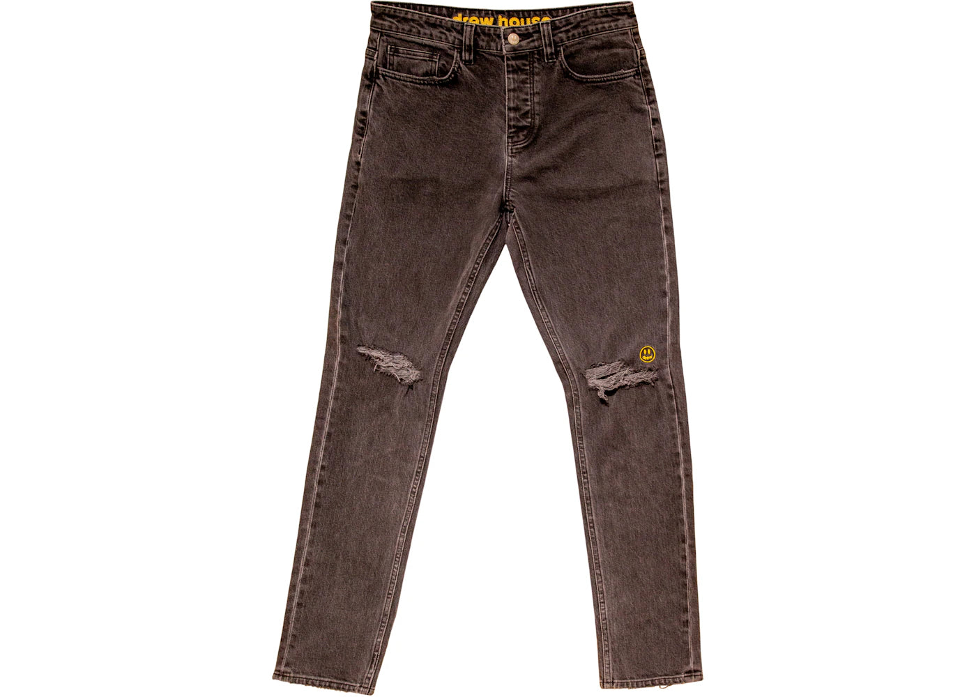 drew house distressed tapered jean medium black wash