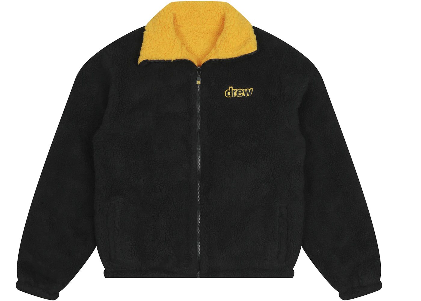 drew house reversible zip up jacket black/golden yellow