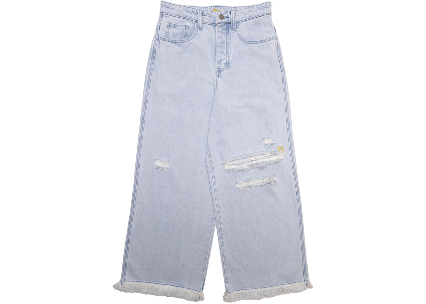 drew house ultra wide leg jean distressed vintage indigo