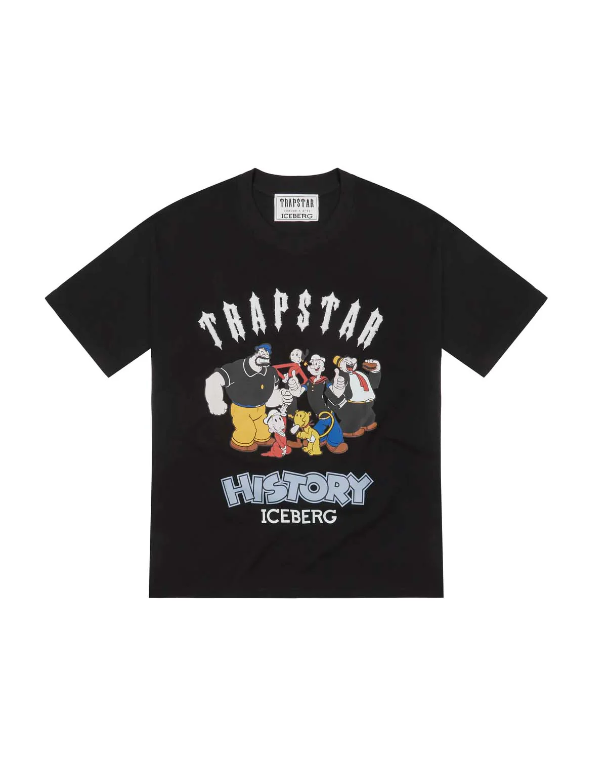 Trapstar X Iceberg Popeye Chenille + Print Oversized T-Shirt - Black