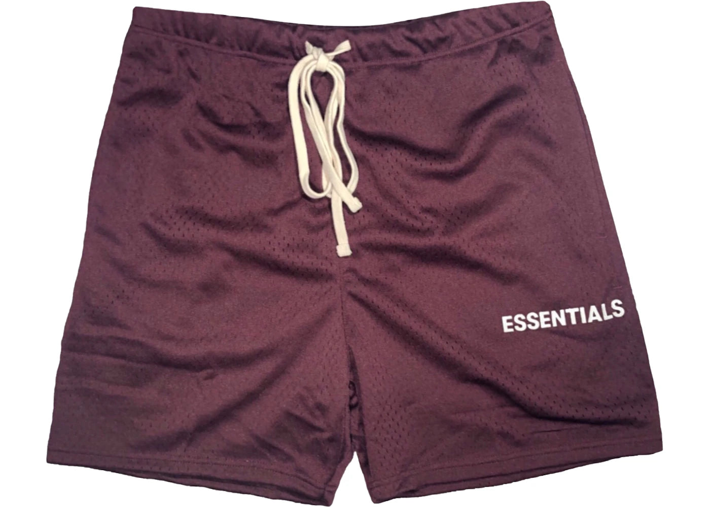 Fear of God Essentials Graphic Mesh Drawstring Shorts Burgundy