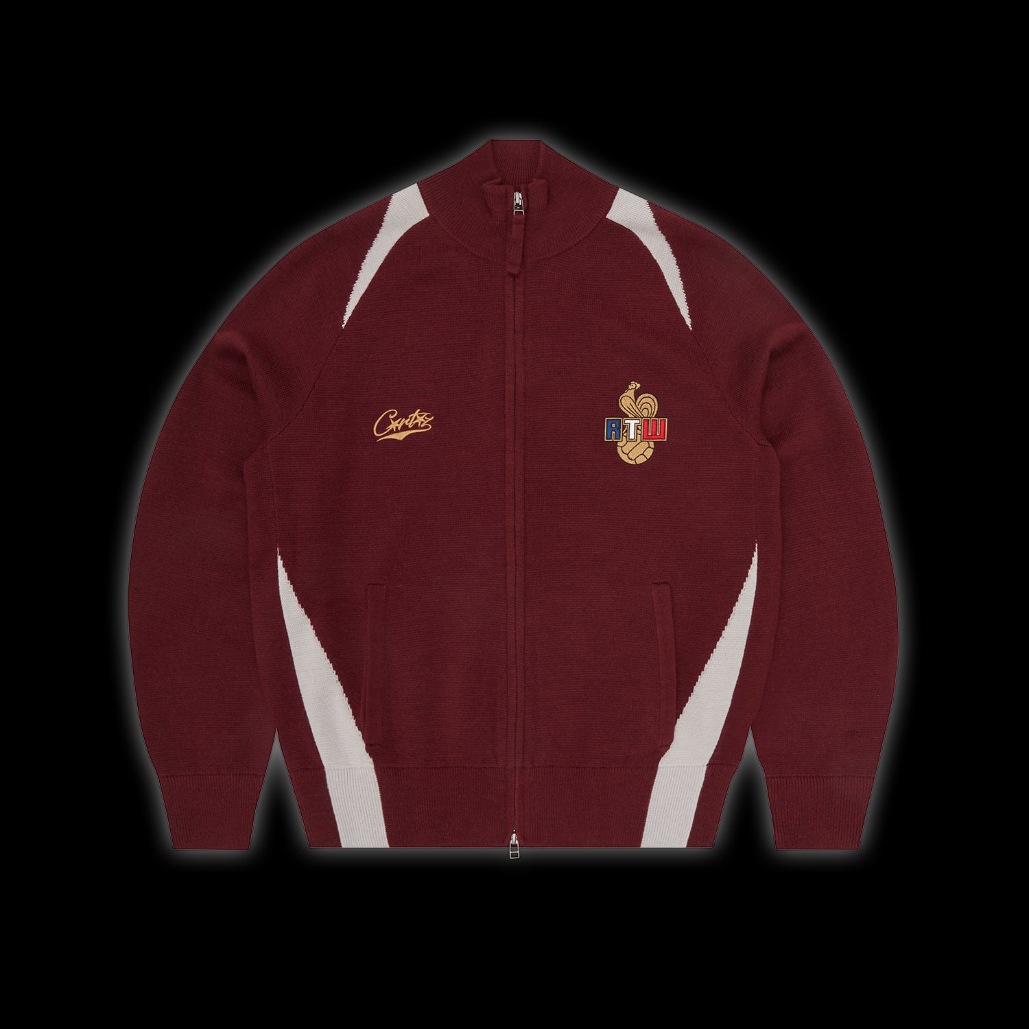 Corteiz Finesse Knit ZIP バーガンディ L finesse-knit-zip-up-burgundy-1
