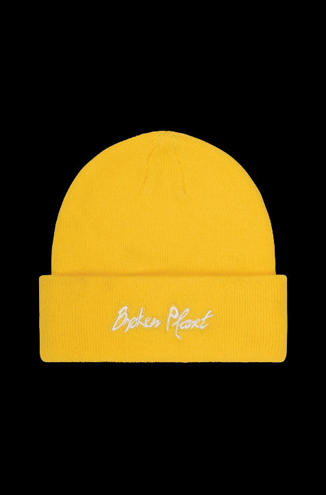 Broken Planet Fold Over Beanie Canary Yellow