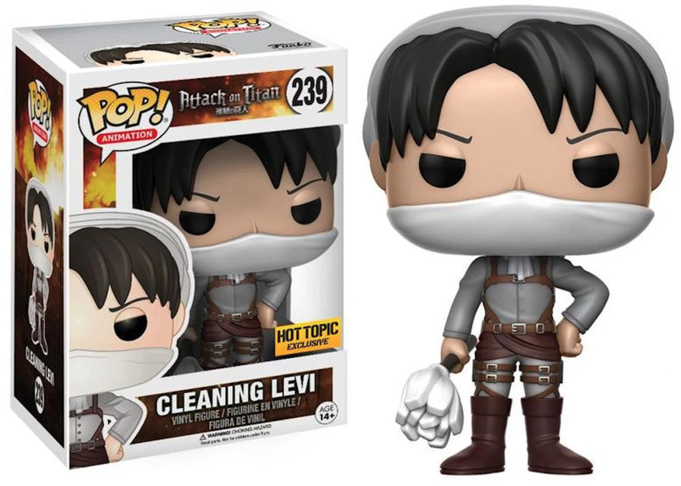 Funko Pop! Animation Attack on Titan Cleaning Levi Hot Topic Exclusive Figure #239