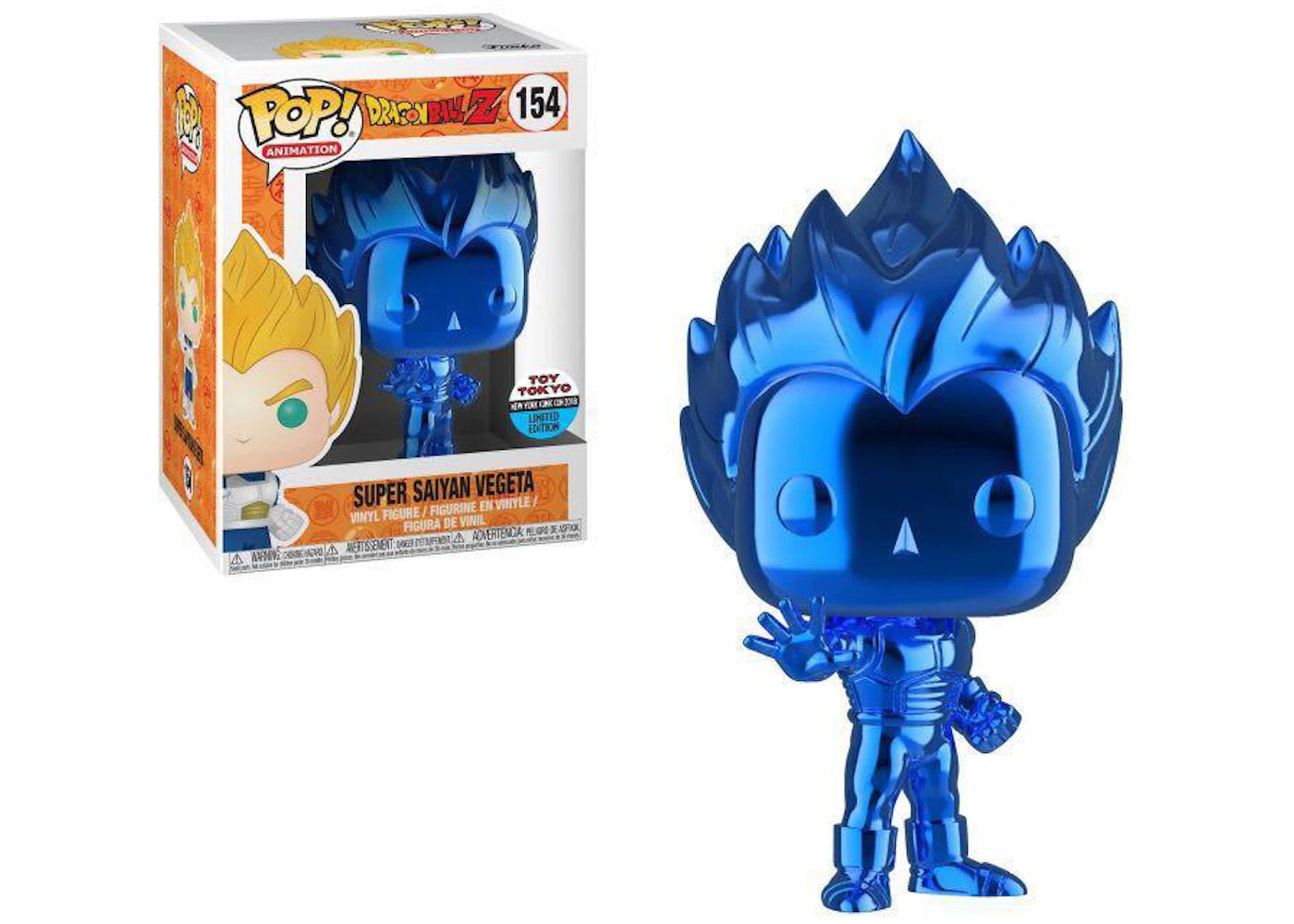 Funko Pop! Animation Dragonball Z Super Saiyan Vegeta Blue Chrome Toy Tokyo Figure #154