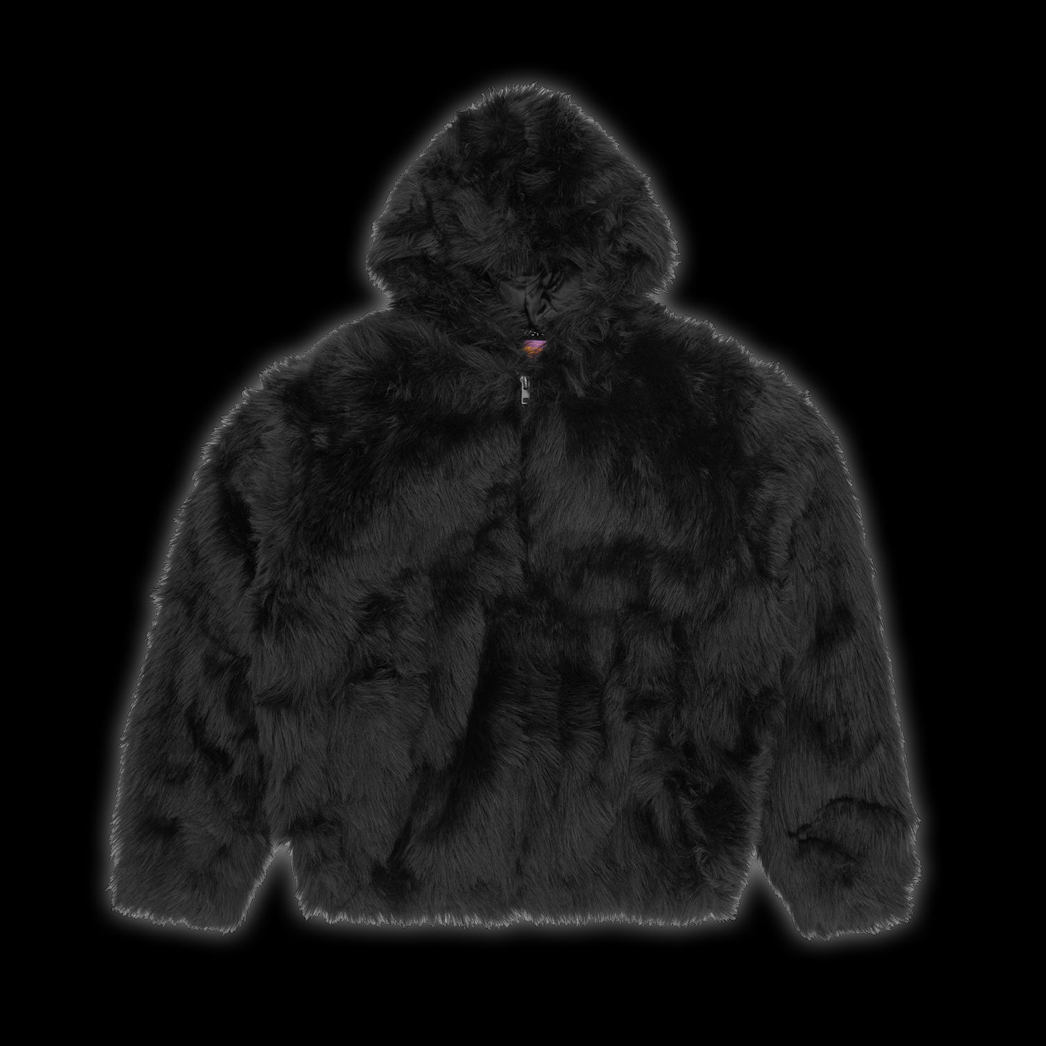 Corteiz Hooded Fur Jacket Black