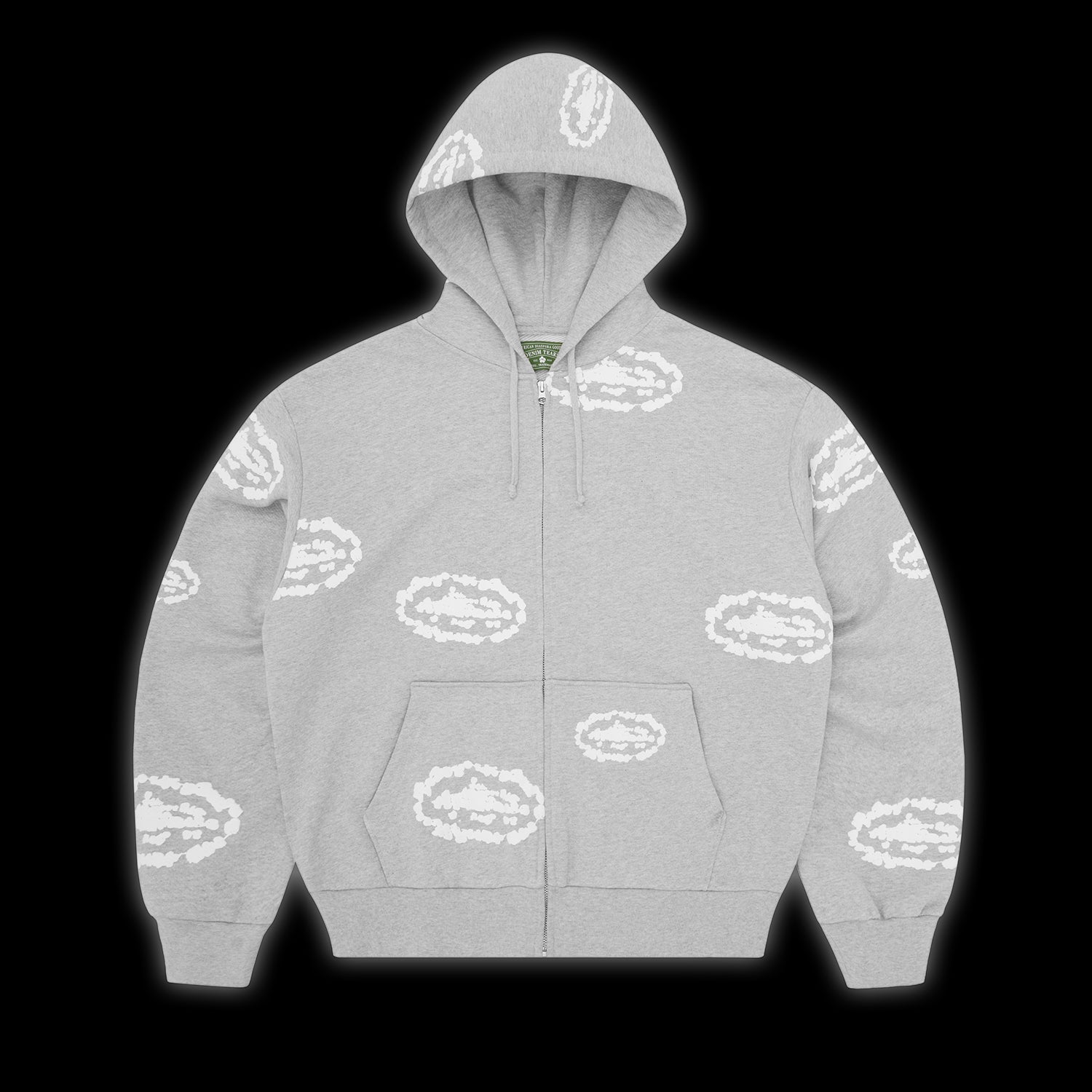 Corteiz x Denim Tears Island Wreath Zip Hoodie Heather Grey