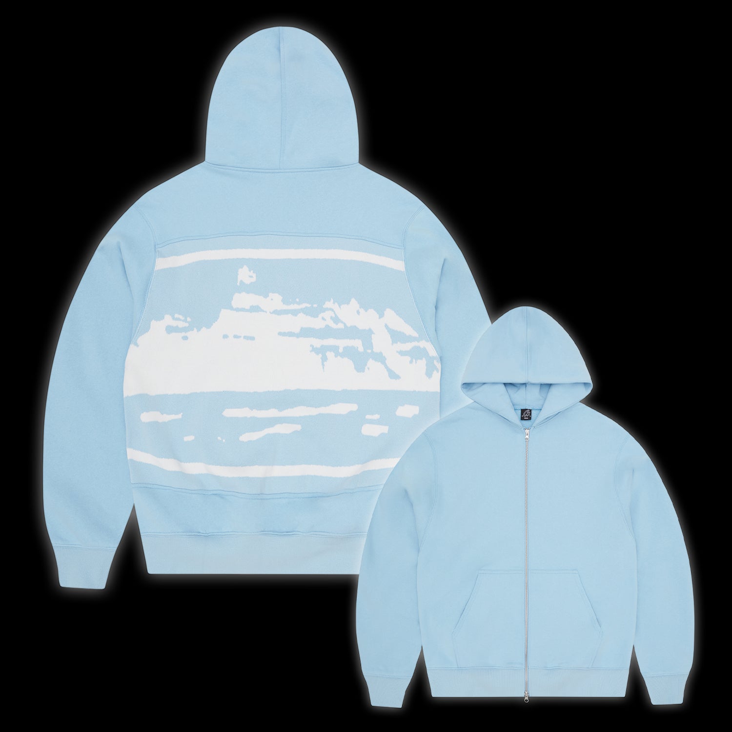 Corteiz Hybrid Jacquard Knit Alcatraz Zip Hoodie Baby Blue