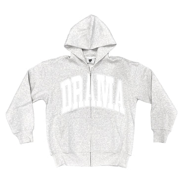 Drama Call Zip-Up Hoodie Heather Grey/White