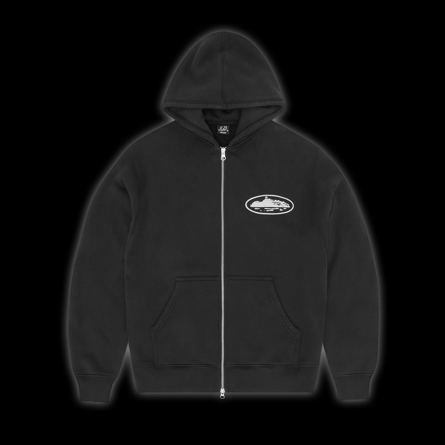 Corteiz Island Puff Print Zip Hoodie Black