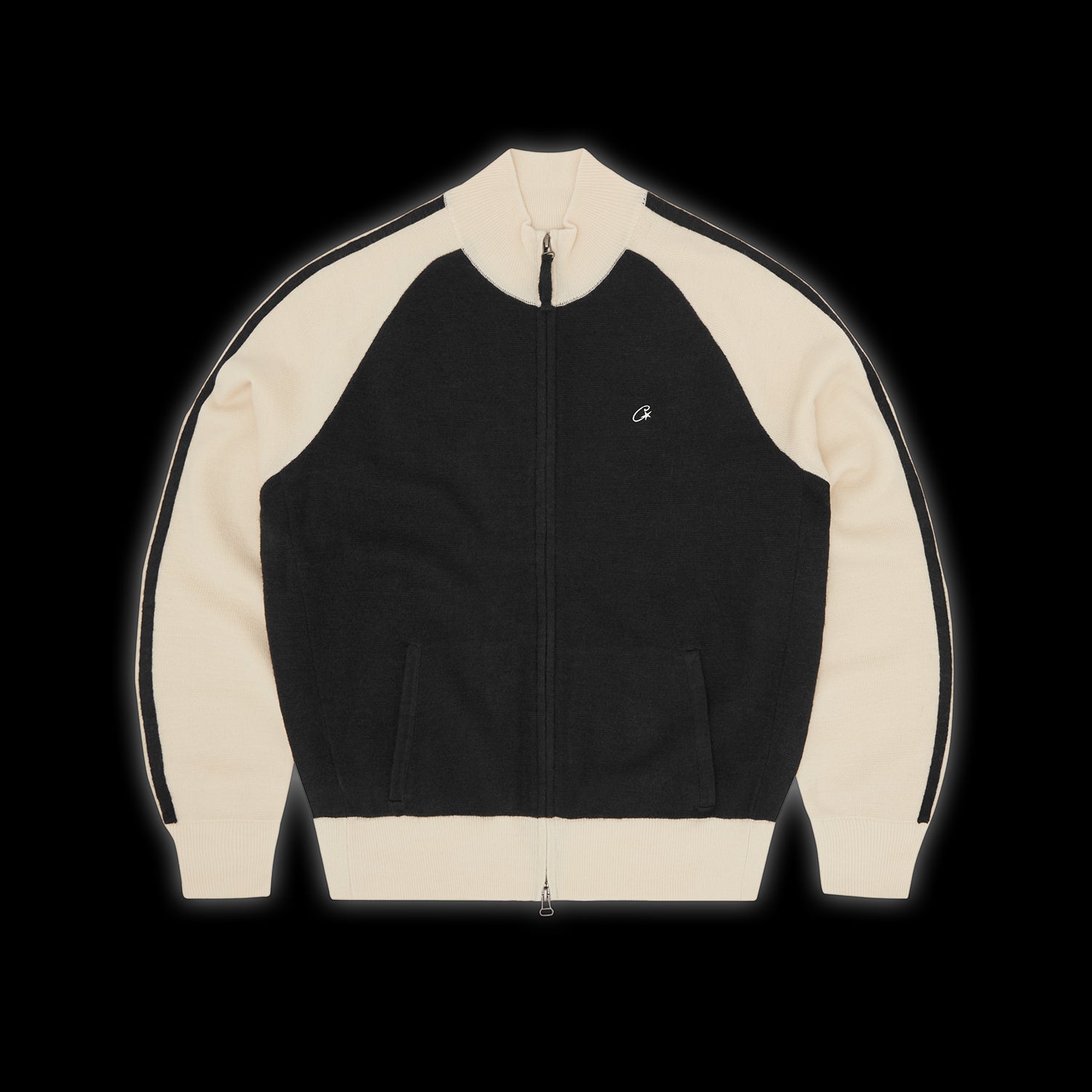 Corteiz Knit Zip Up V2 Black & Cream