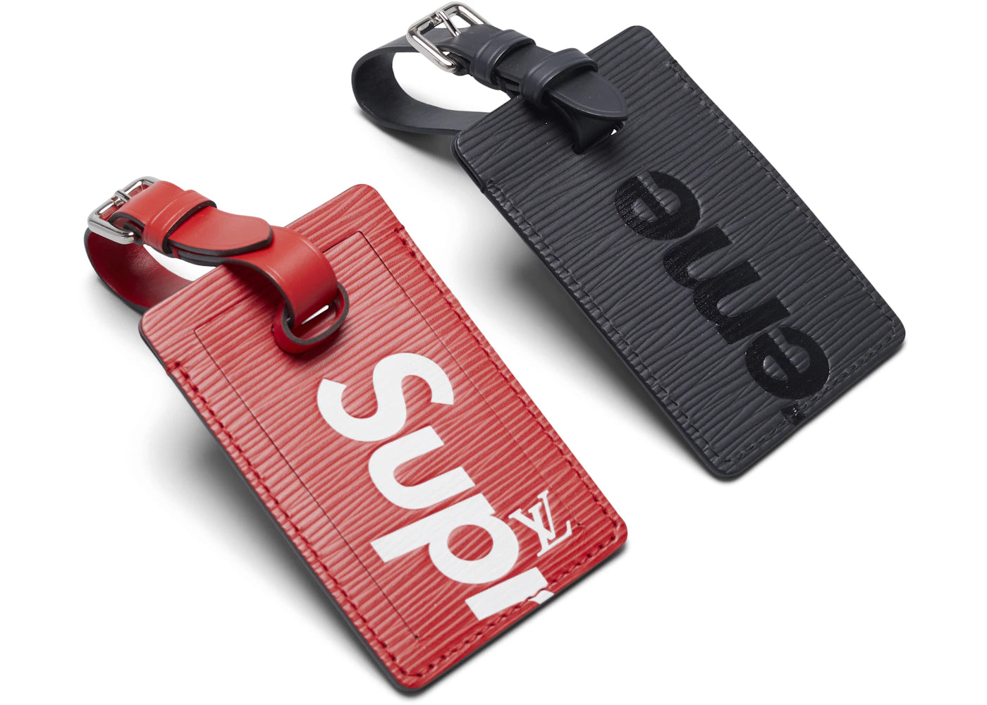 Louis Vuitton x Supreme Luggage Tag Set Epi Black/Red
