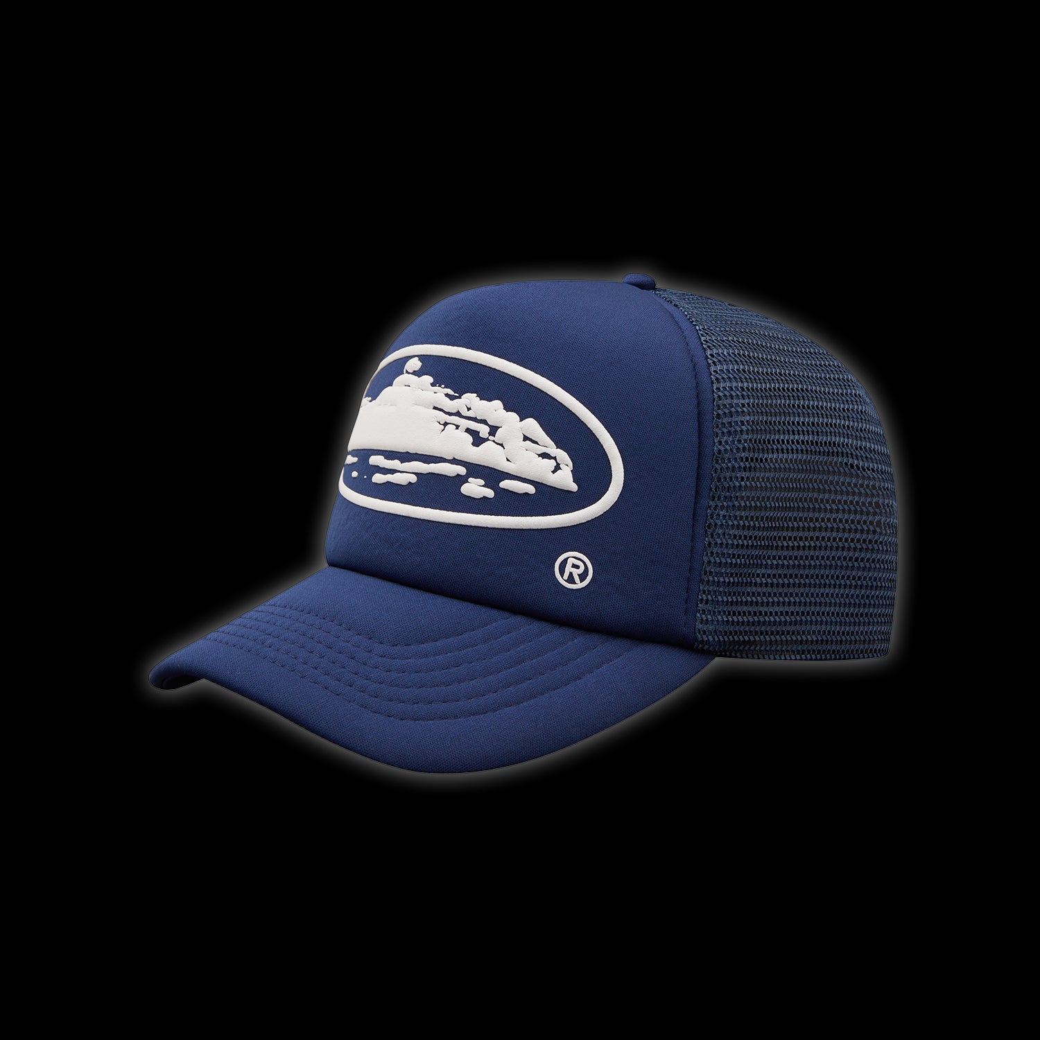 Corteiz Alcatraz Puff Print Trucker Hat Navy