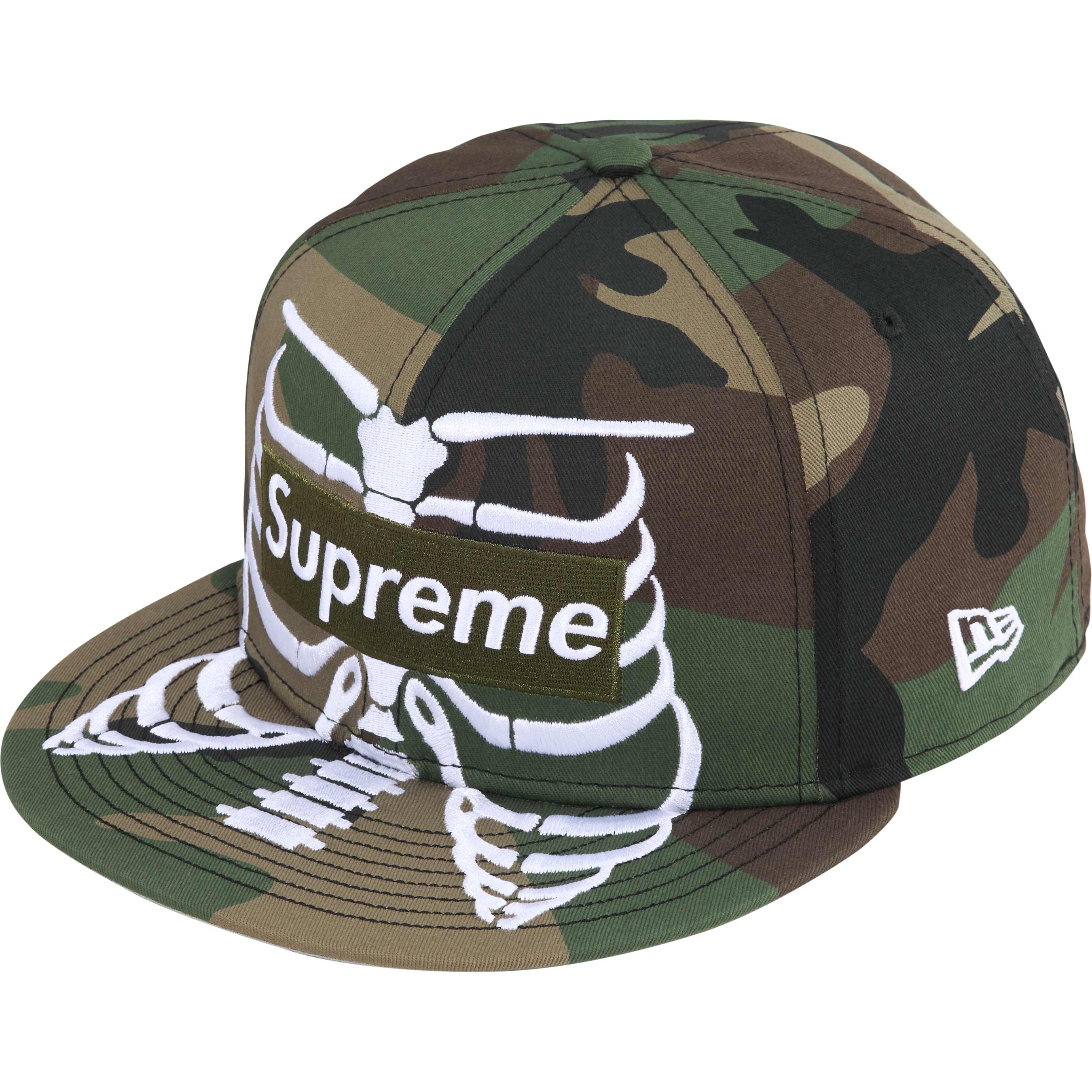 Supreme Bones Box Logo New Era - Woodland Camo