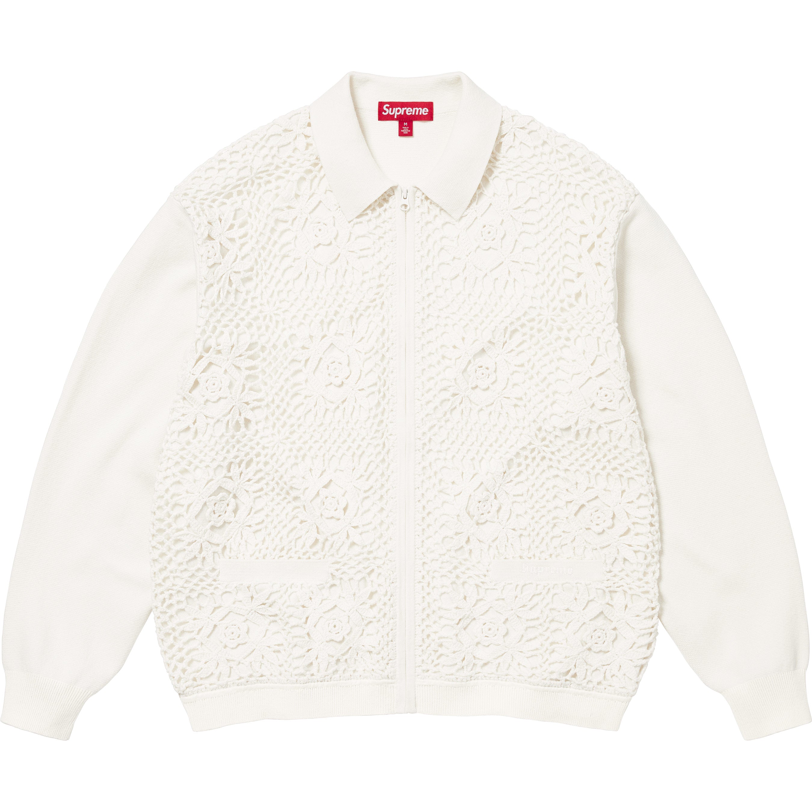 Supreme Crochet Zip Up Cardigan - White