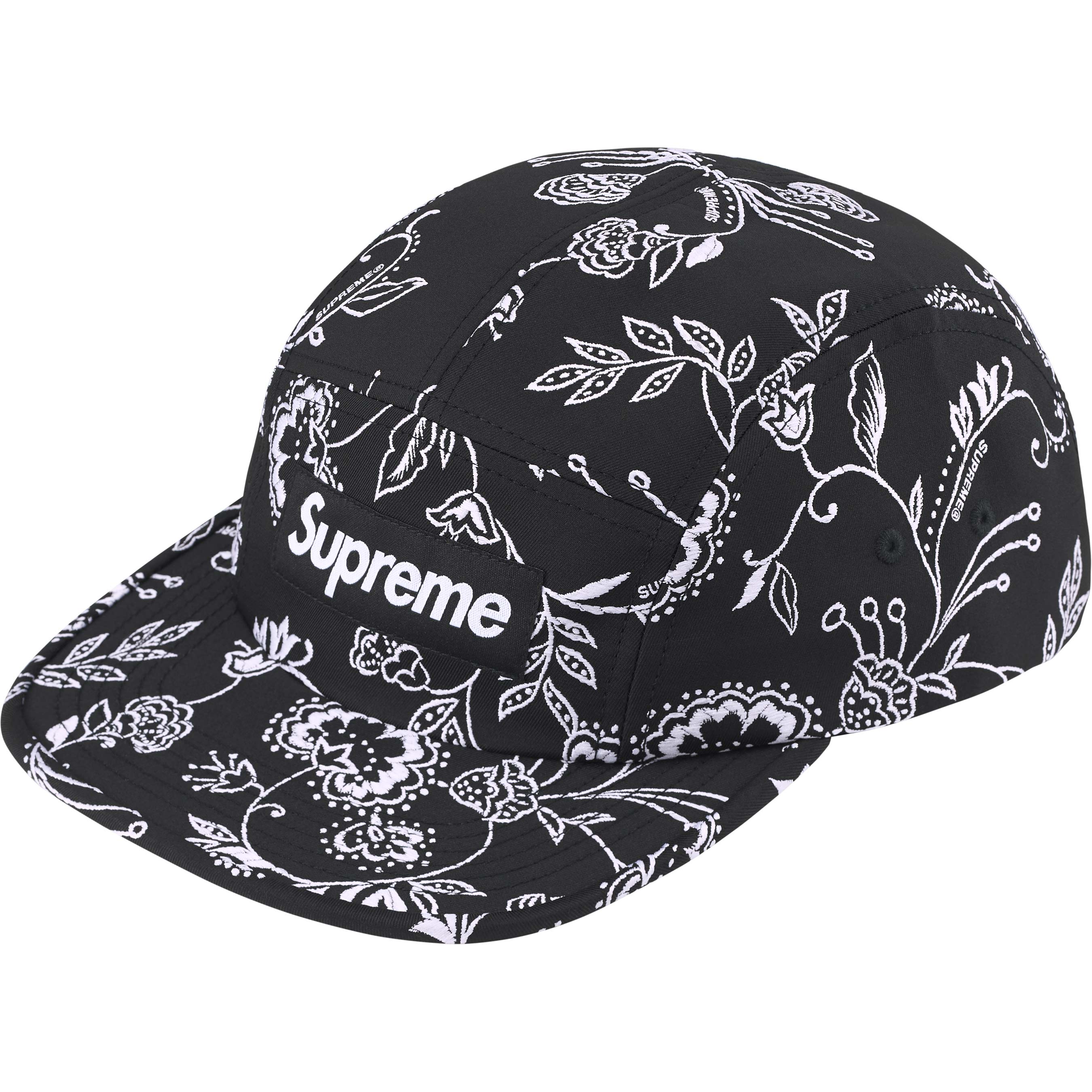 Supreme Floral Jacquard Camp Cap - Black