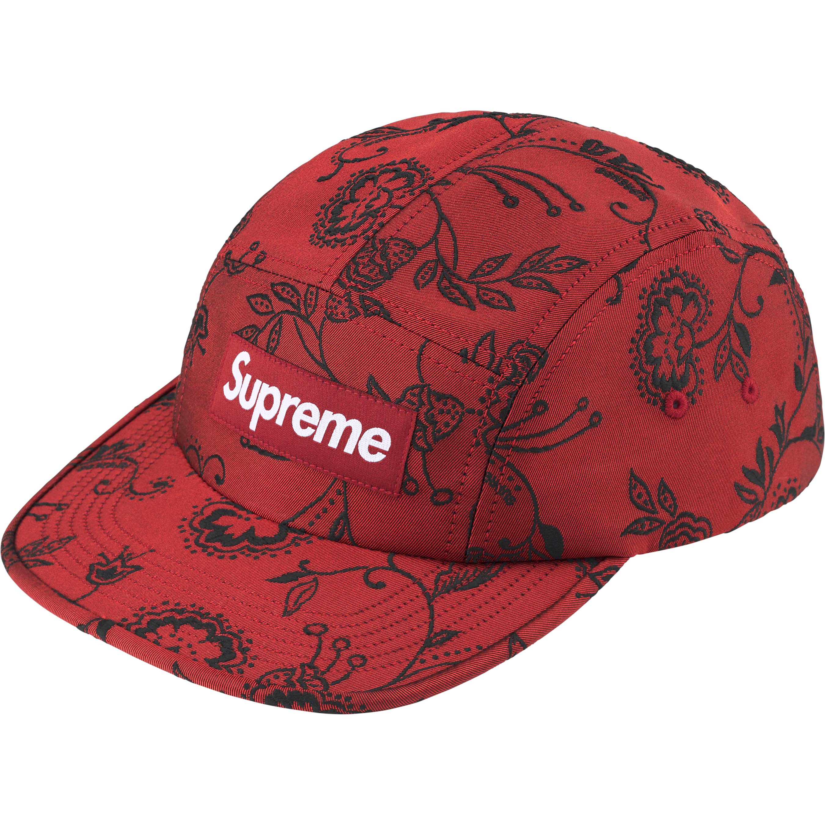 Supreme Floral Jacquard Camp Cap - Red