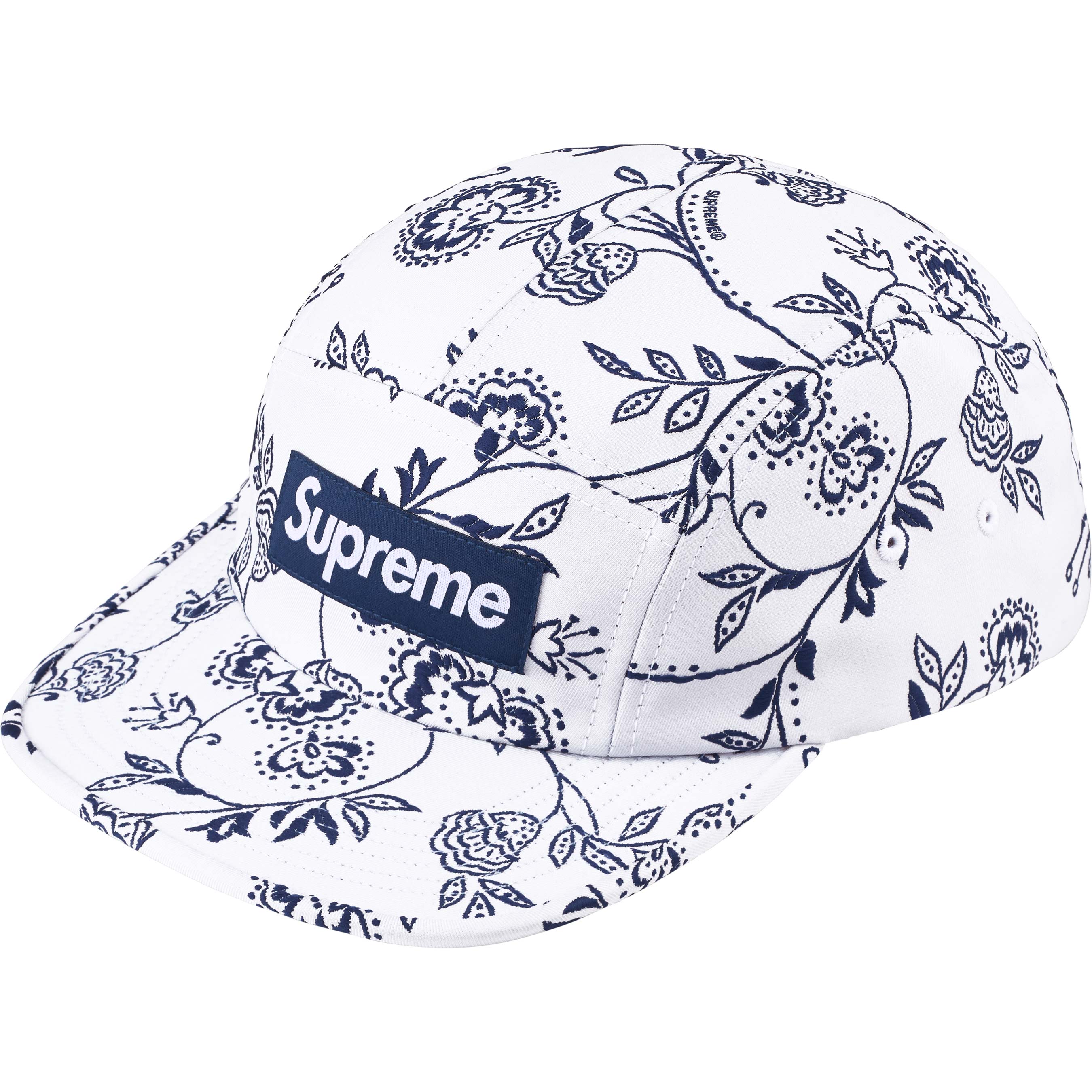Supreme Floral Jacquard Camp Cap - White