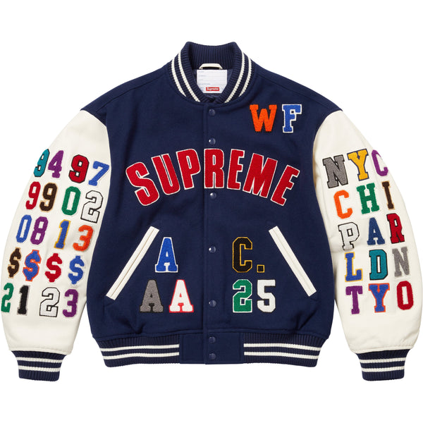 Supreme Praises Varsity Jacket - Navy – Side Kicks